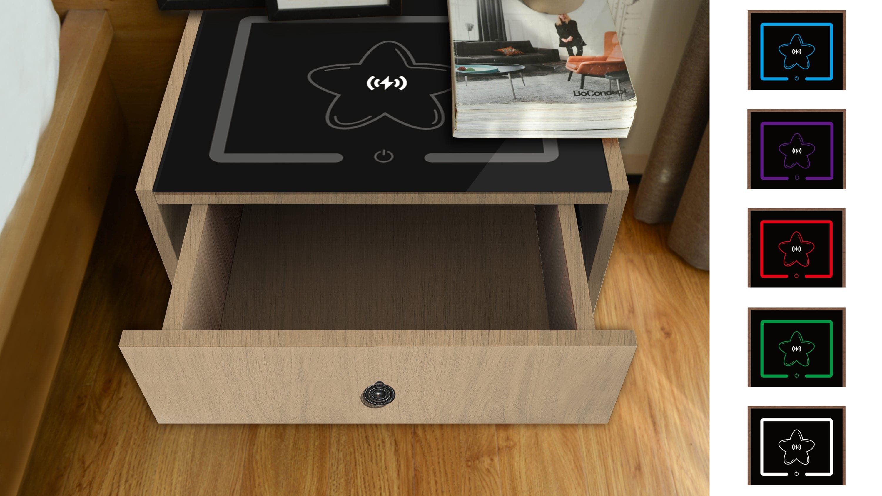 NIGHTSTAND WITH WIRELESS CHARGING STATION