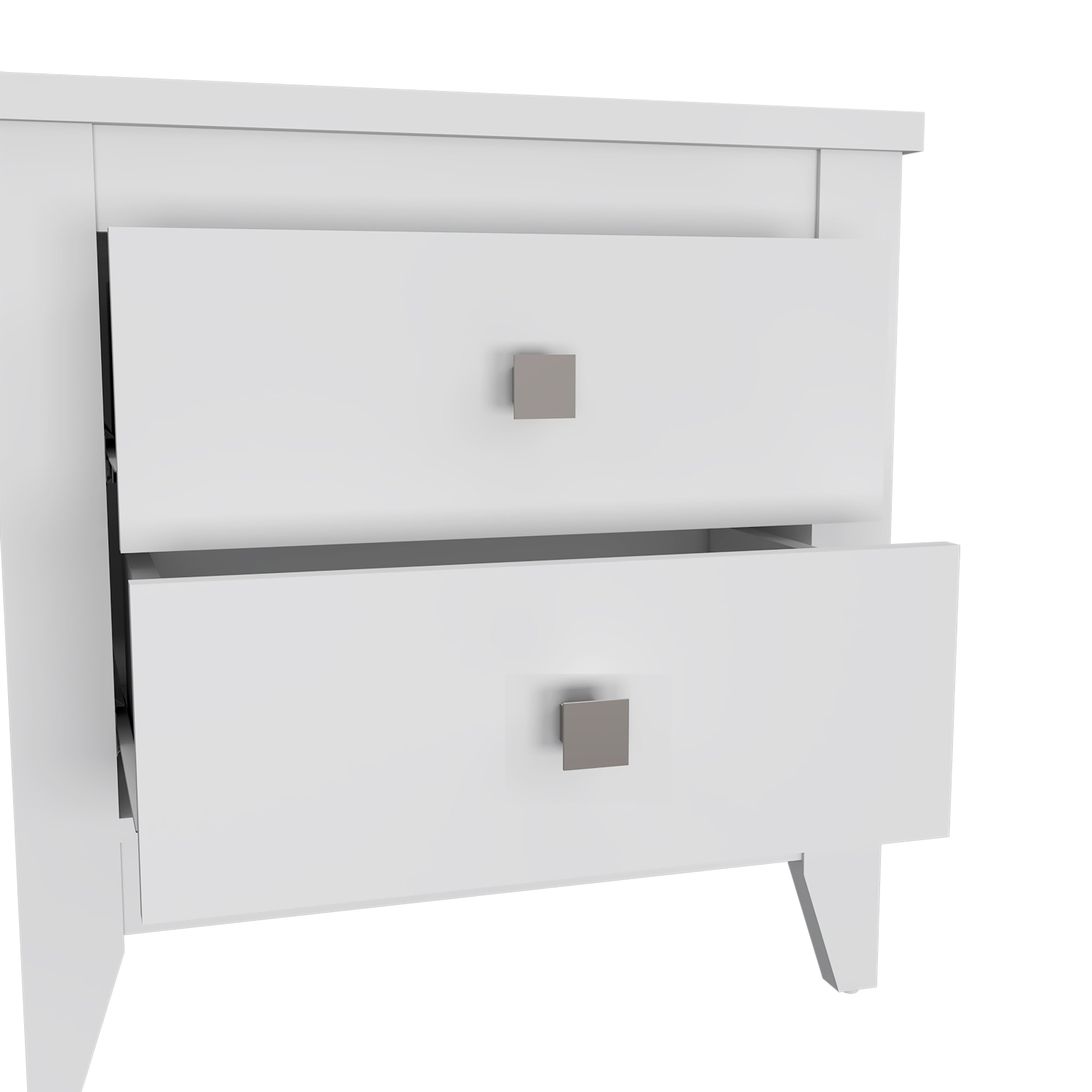 Nightstand More, Two Shelves, Four Legs, White Finish