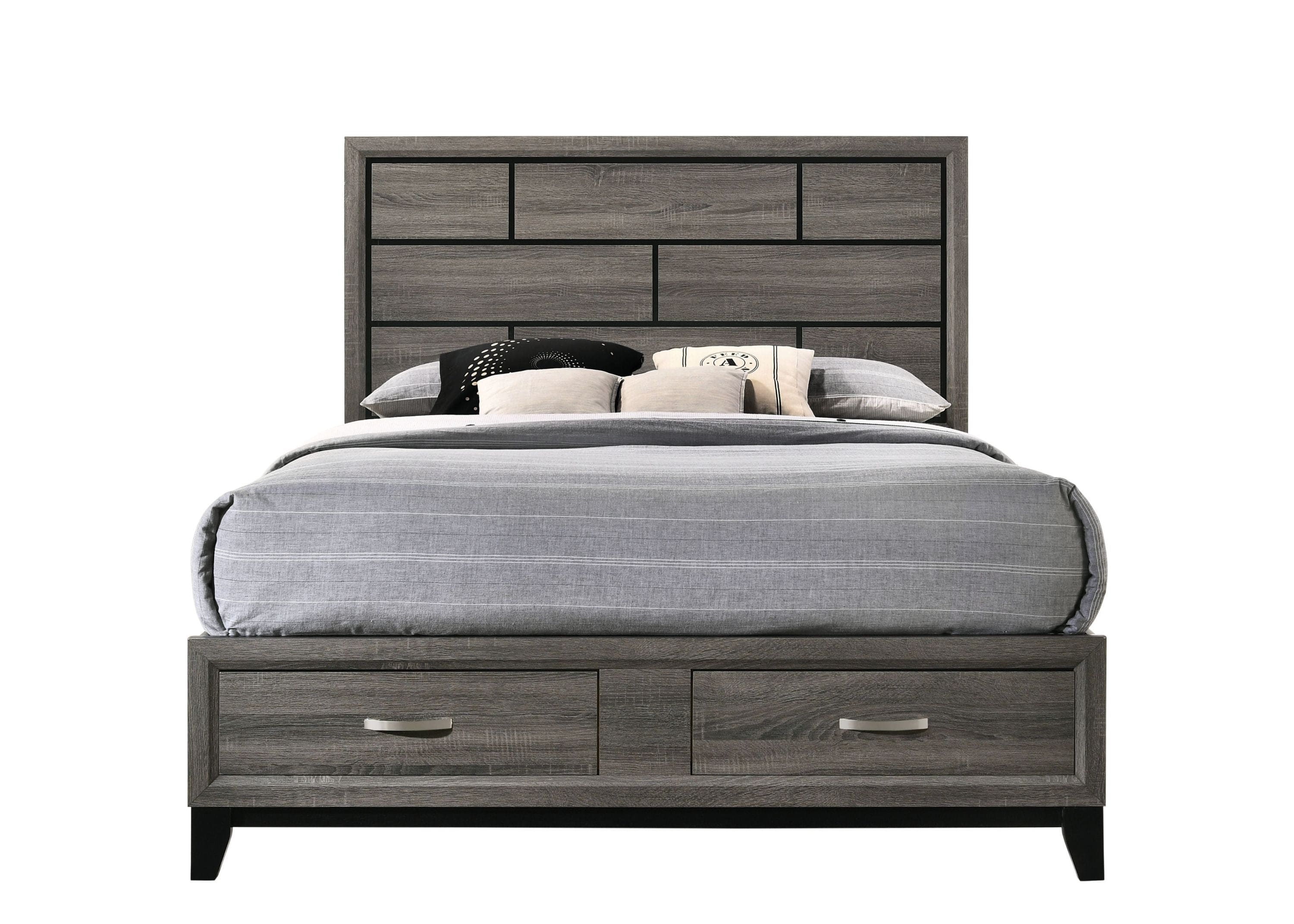 ACME Valdemar Eastern King Bed w/Storage, Weathered Gray 27057EK