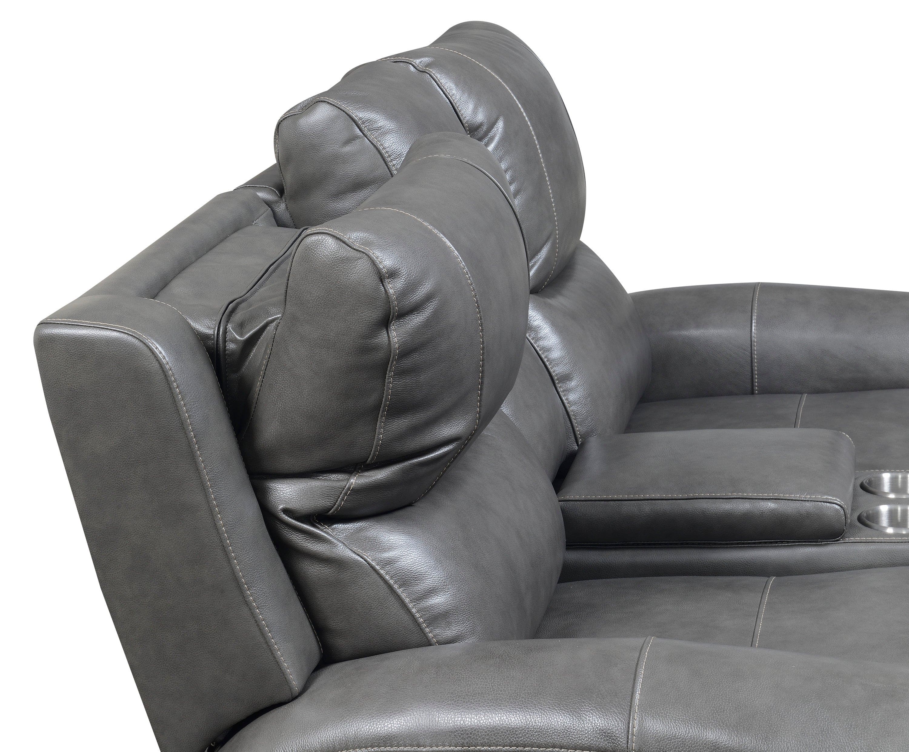 Leather Power Reclining Loveseat with Console - Contemporary Style, Dual Reclining Seats - USB Charging, Hidden Storage