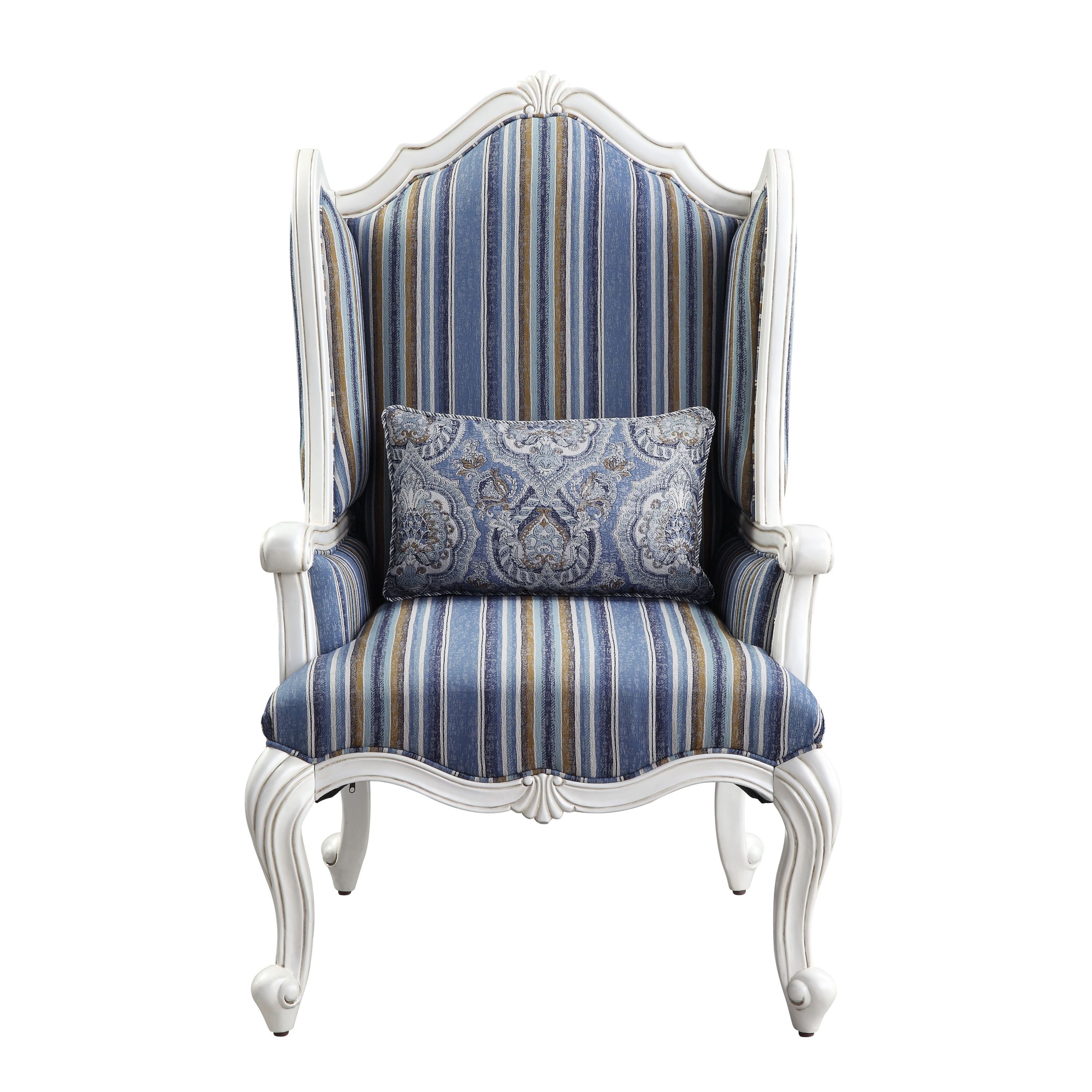 ACME Ciddrenar Chair w/pillow, Fabric & White Finish 54312