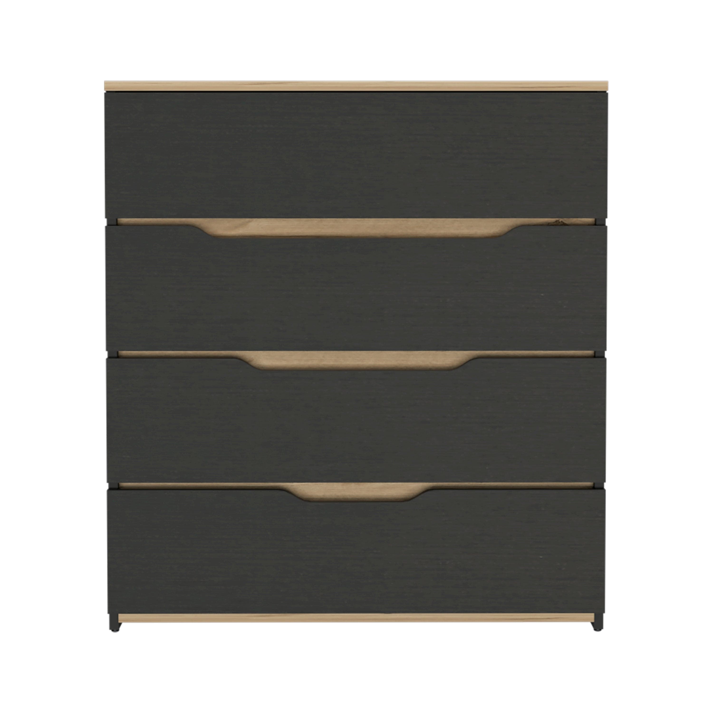 Dresser Oboe, Superior Top, Four Drawers, Black Wengue/ Light Oak Finish