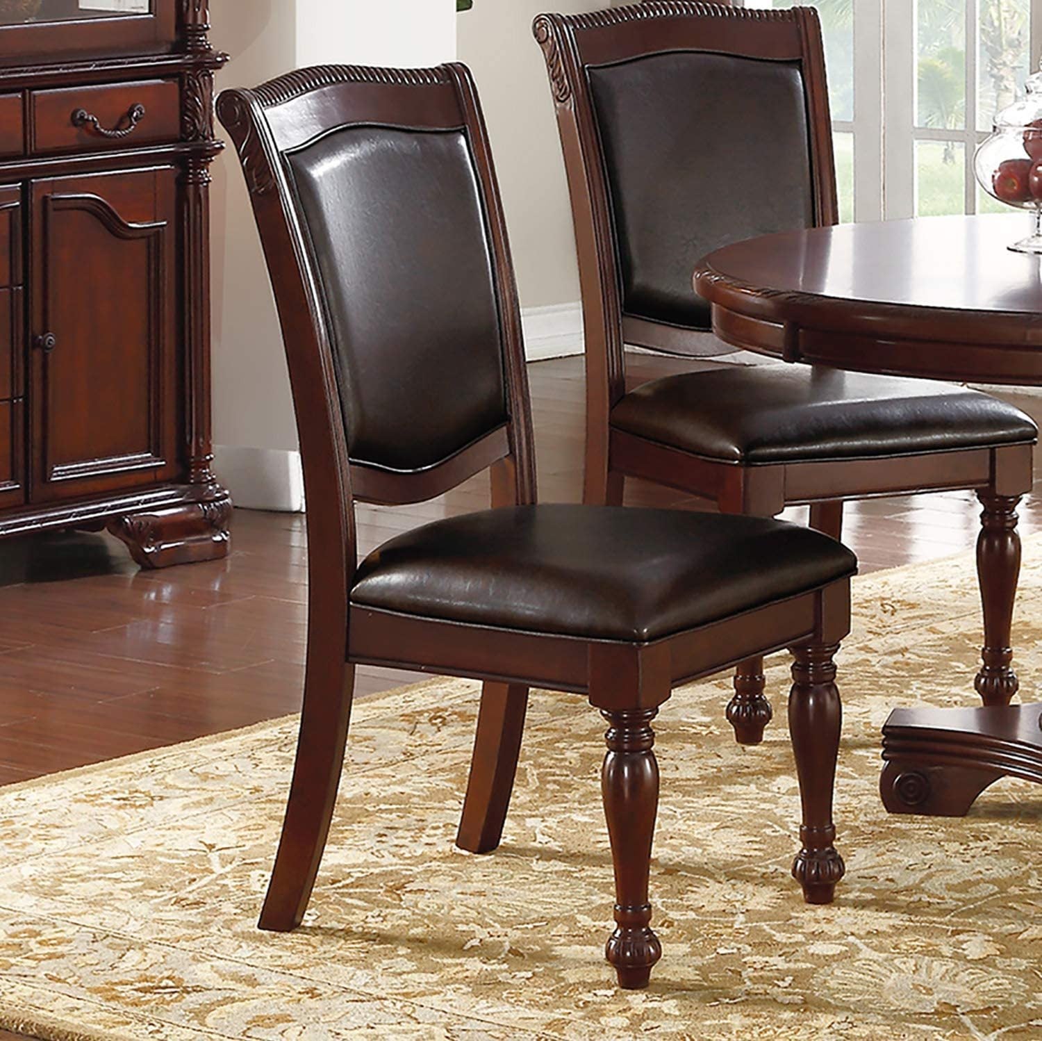 Majestic Royal Dining Room Table w Leaf 2x Arm Chairs And 6x Side Chairs Brown 9pc Set Rubberwood Dining Table Double Pedestal Base Rectangle Table