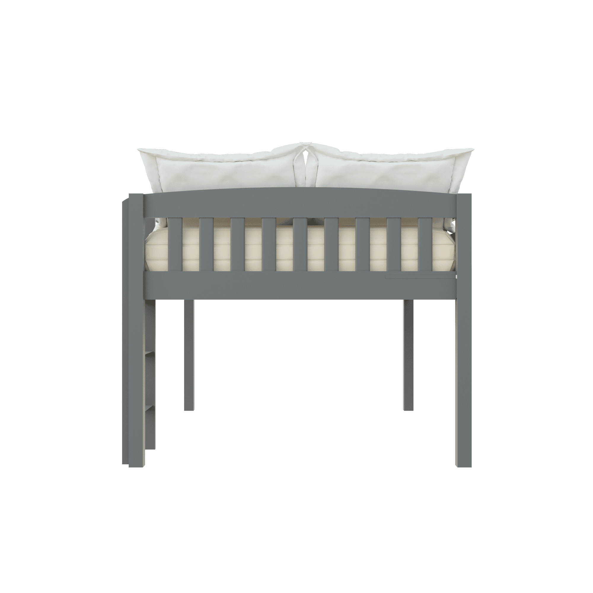 Yes4wood Elbrus Grey Low Loft Bed with Storage