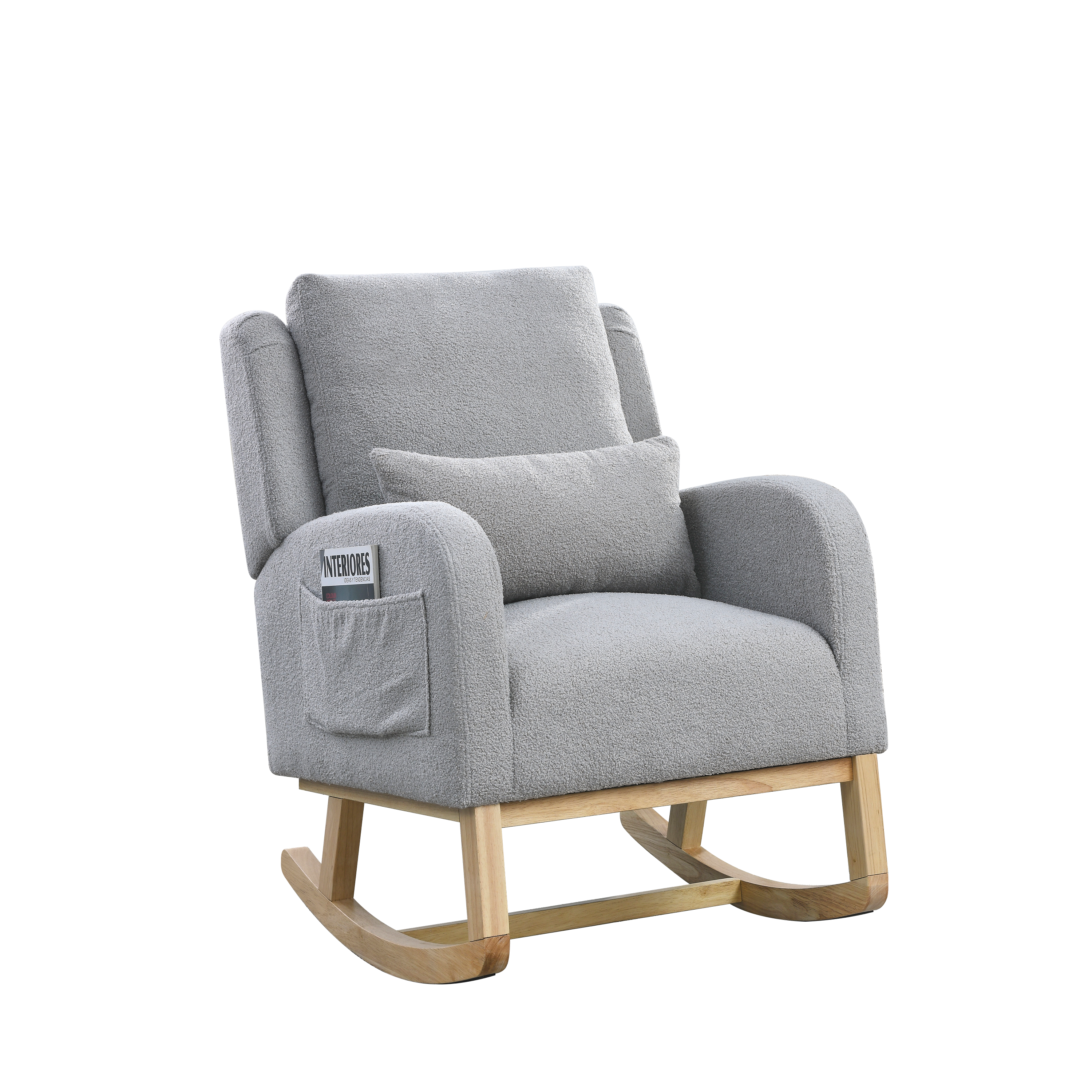 [Video] Welike 27.5 "W Modern Accent High Back Living Room Casual Armchair Rocker with One Lumbar Pillow, Two Side Pockets,Teddy.