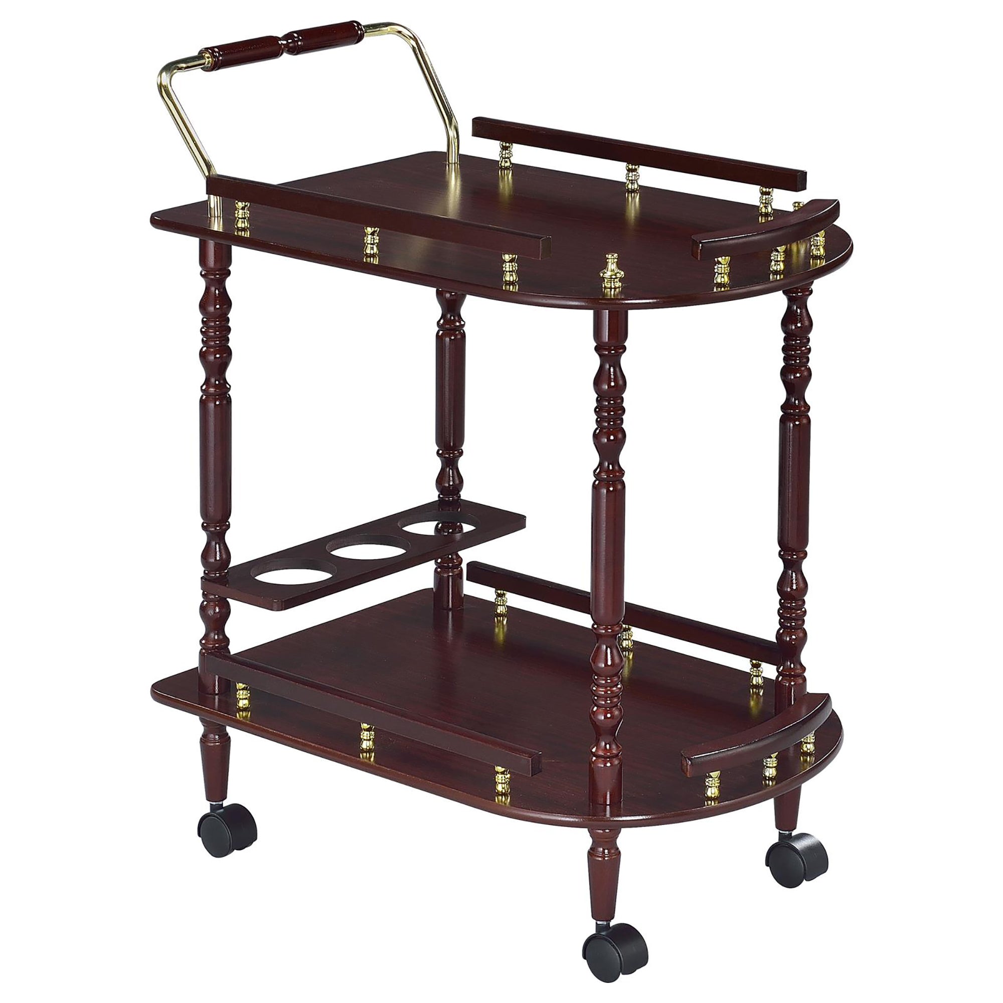 Costillo Merlot and Brass 2-shelf Serving Cart