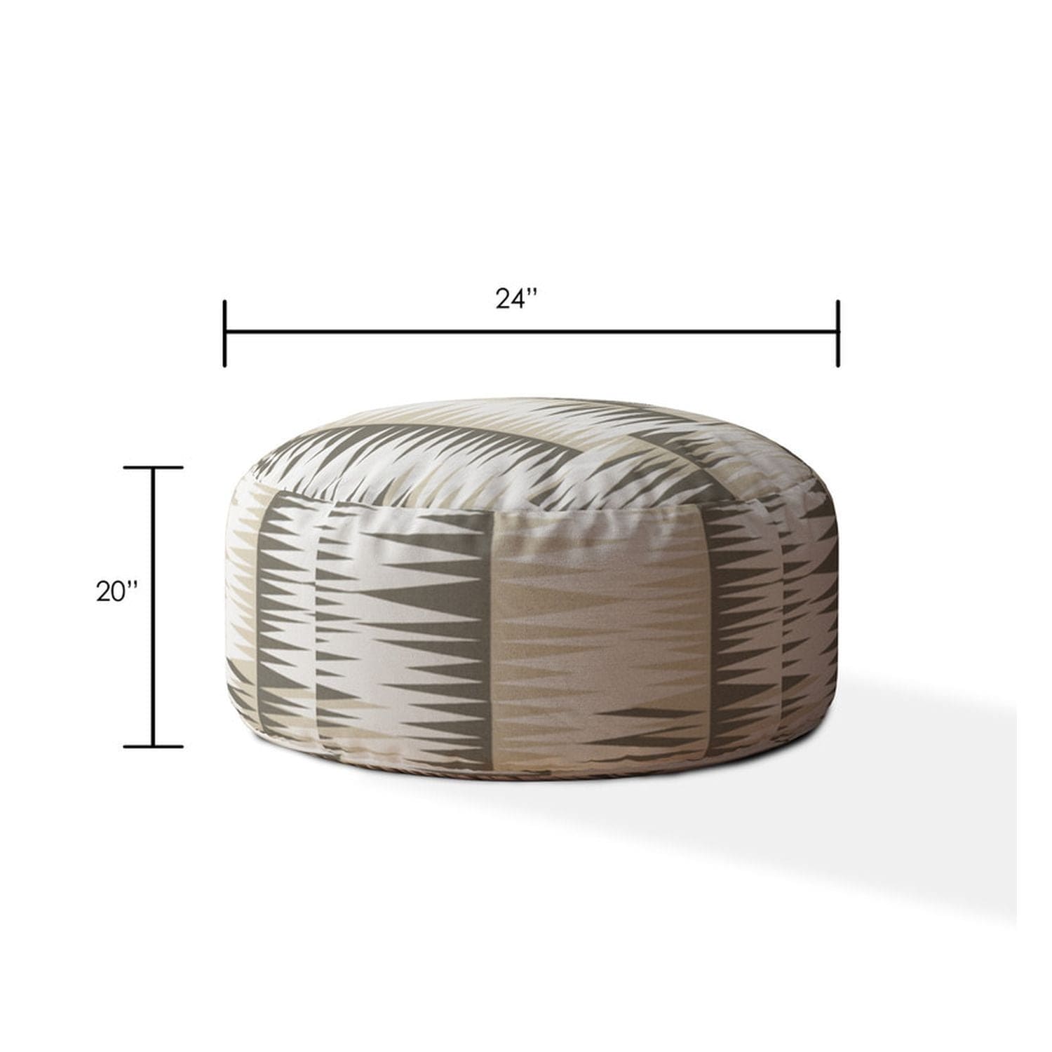 Indoor BANDELIER Blue/Taupe/Camel Tan Round Zipper Pouf - Stuffed - Extra Beads Included! - 24in dia x 20in tall