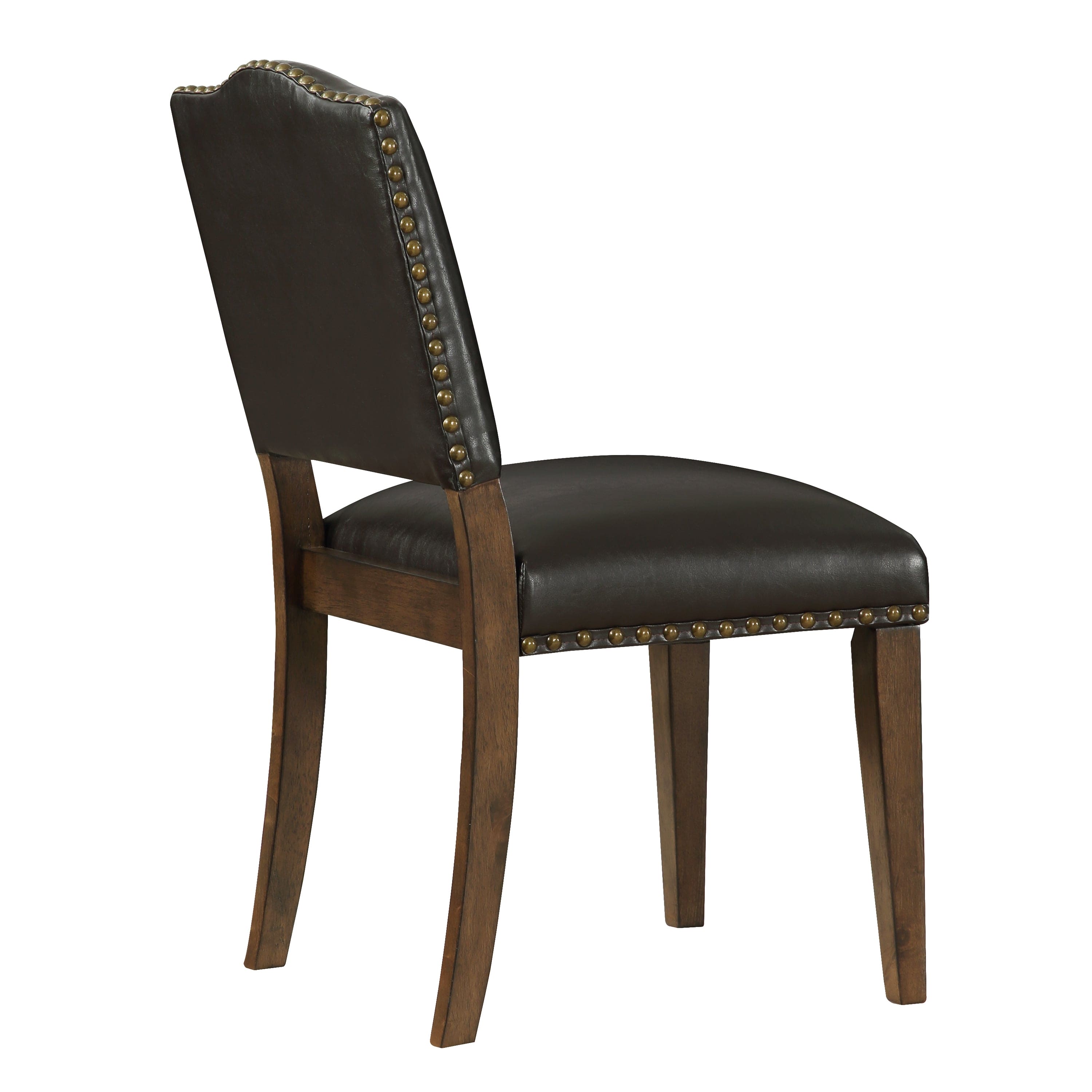 Dahlia Brown Faux Leather Dining Chair with Nail Heads - Set of 2