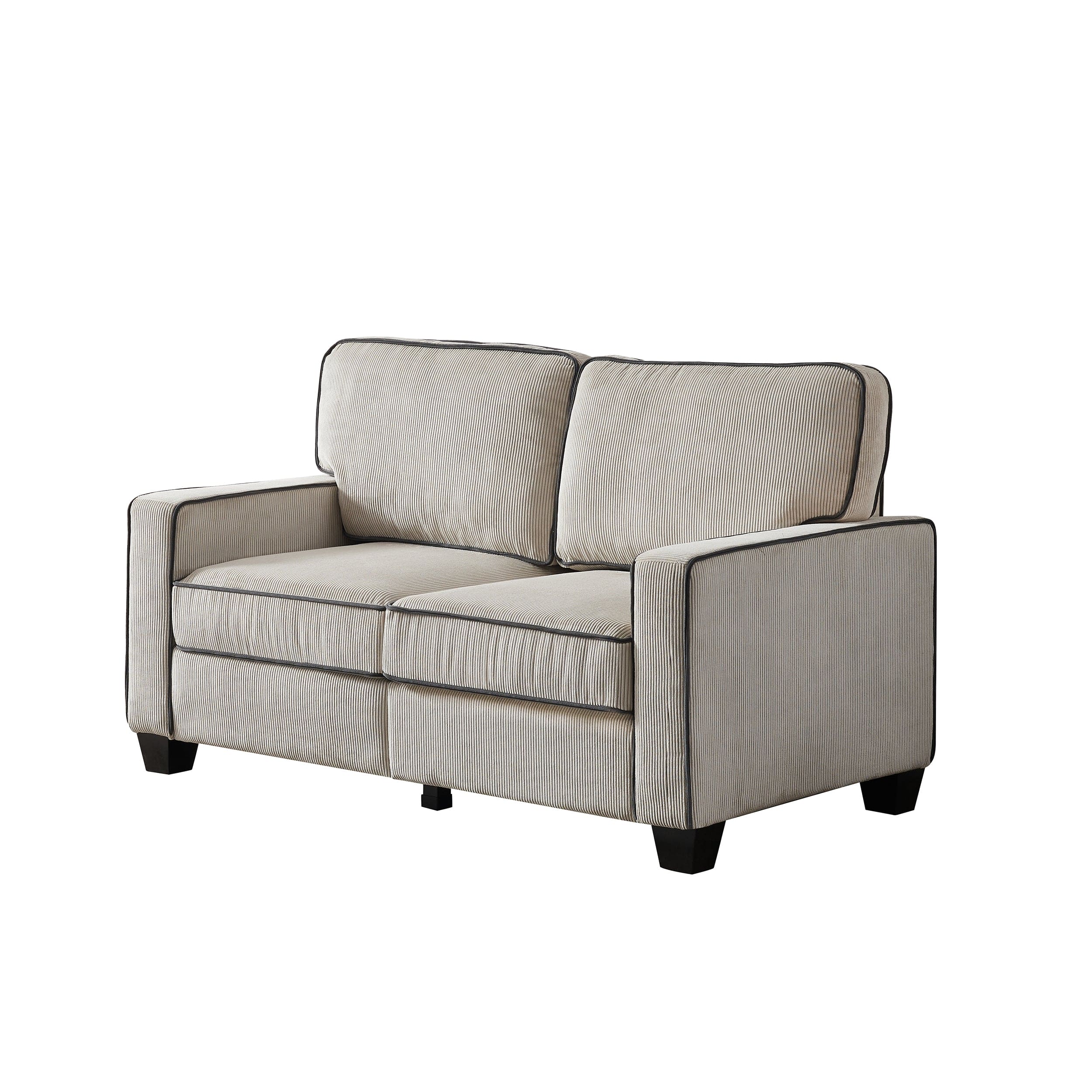 Living Room Sofa Loveseat with Storage Beige Corduroy