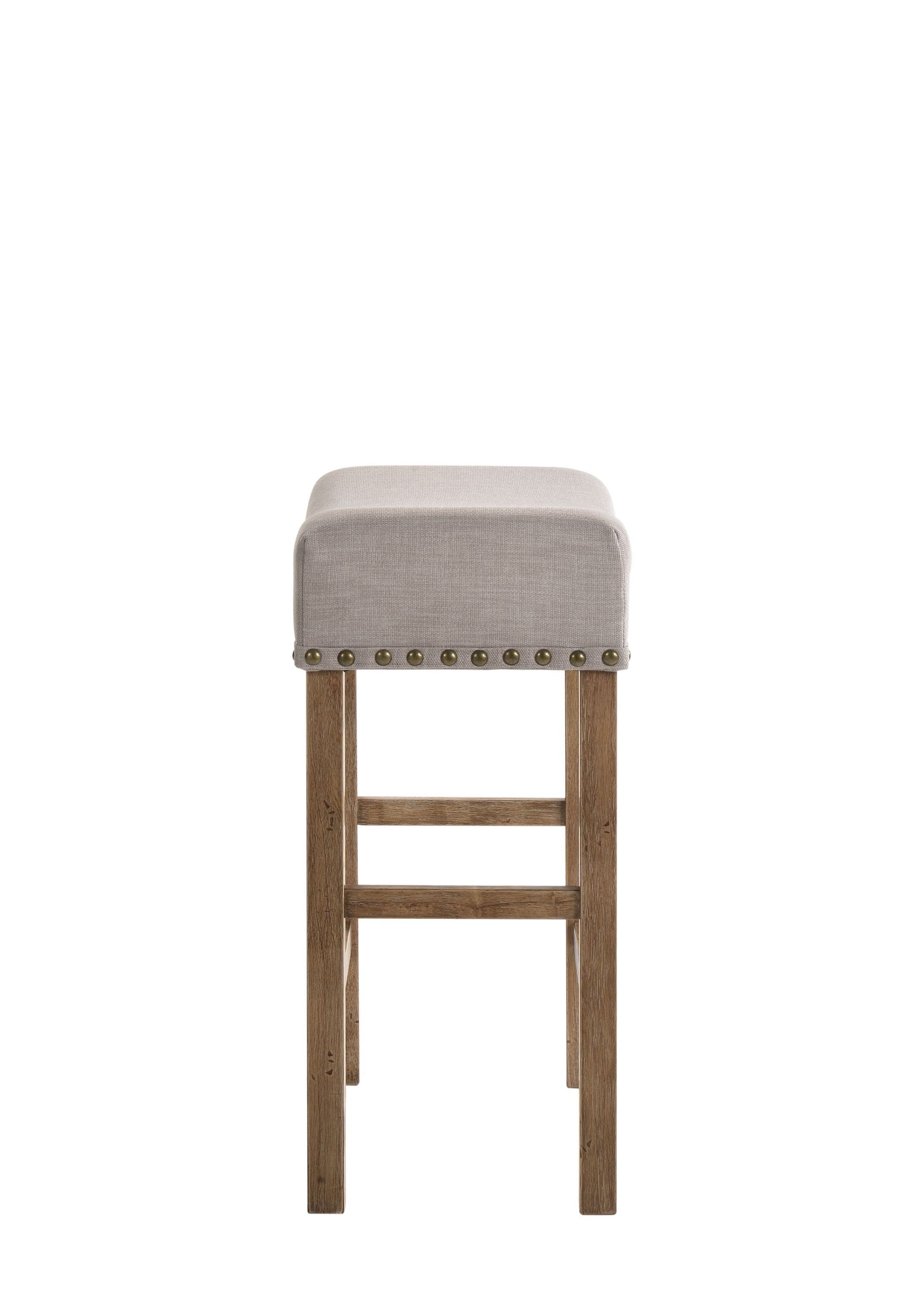 ACME Martha II Counter Height Stool (Set-2) in Tan Linen & Weathered Oak 70833