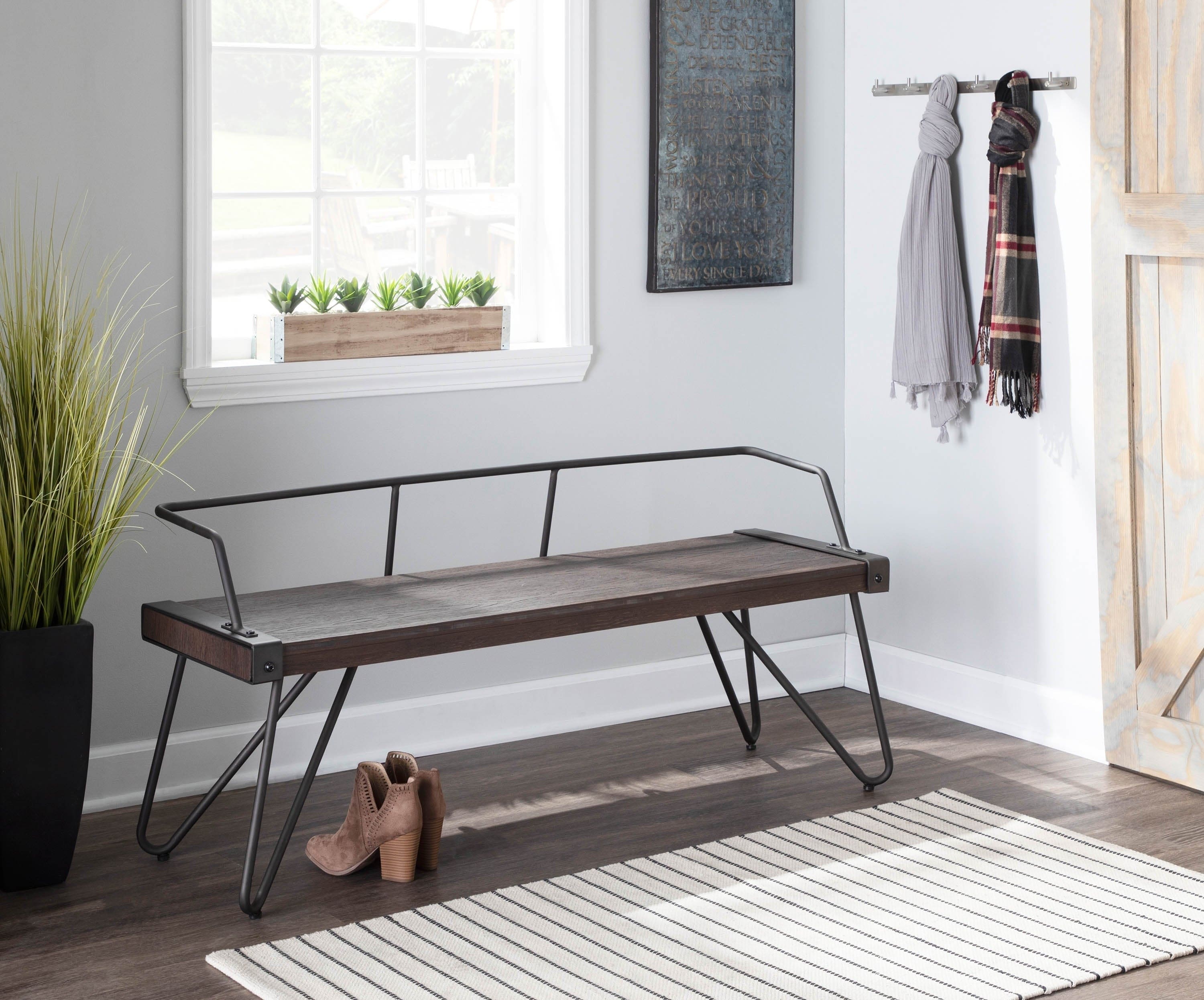 Stefani Industrial Bench in Antique and Walnut by LumiSource