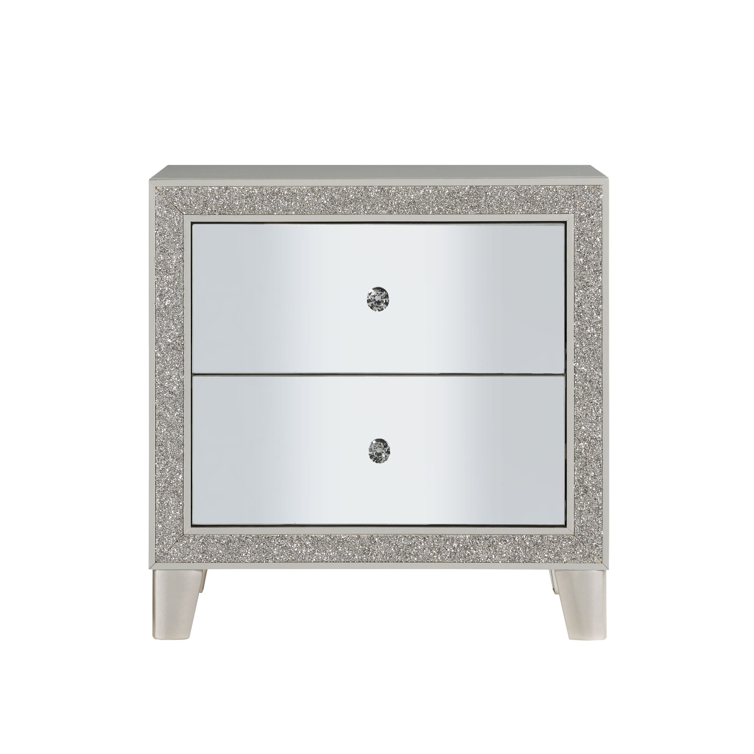 ACME Sliverfluff Nightstand, Mirrored & Champagne Finish BD00243