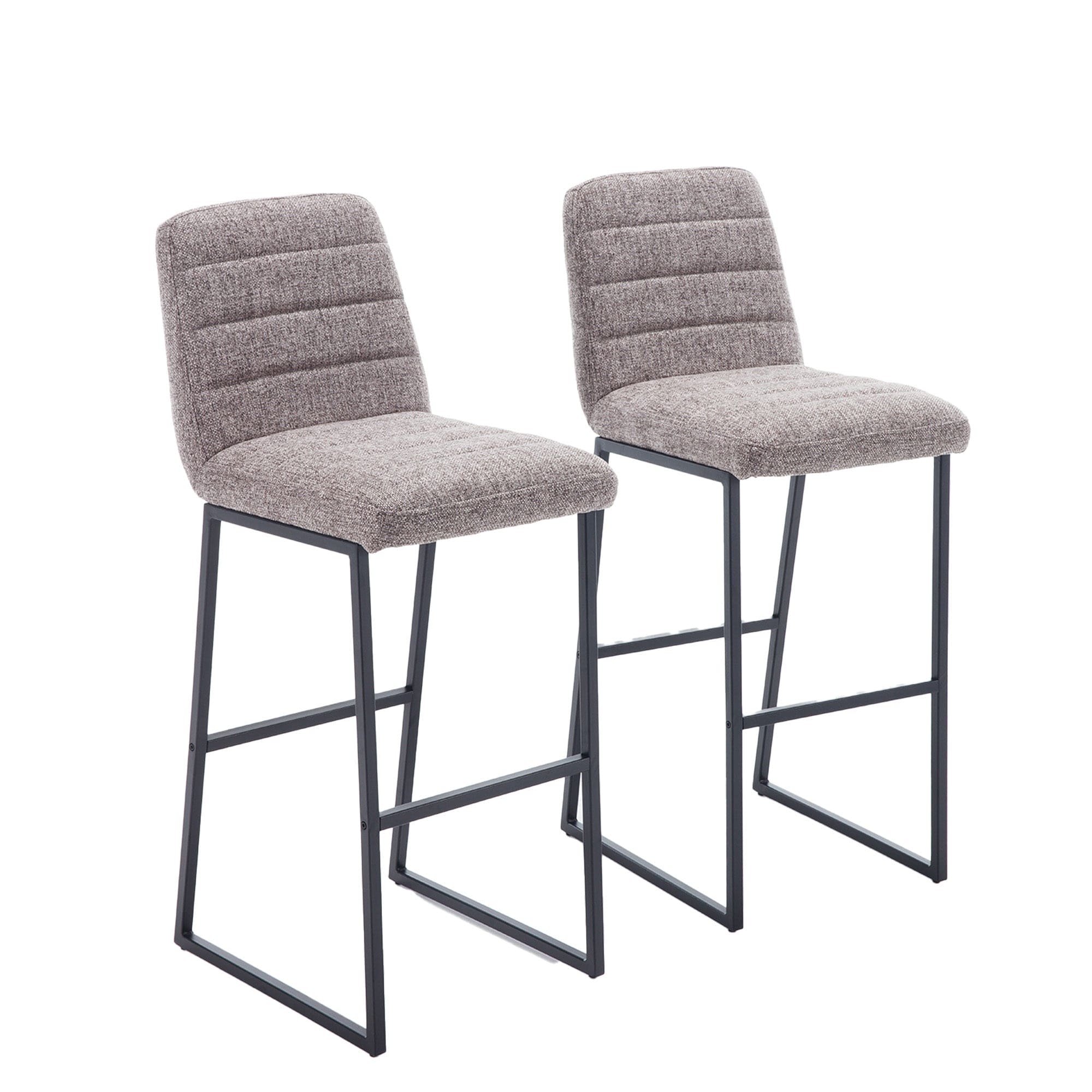 Bar Stools Set of 2 With Back,Upholstered Linen Fabric Kitchen Breakfast Bar Stools with Footrest,Coffee