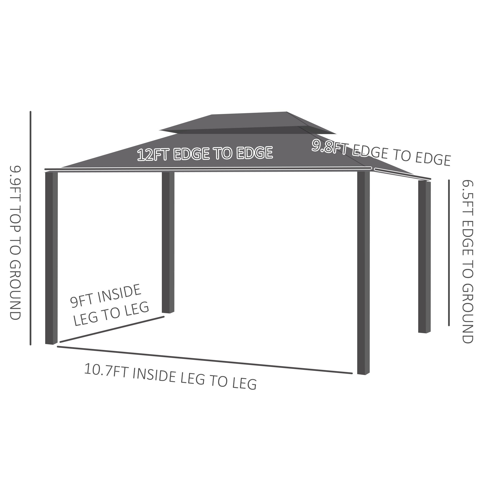 10' x 12' Hardtop Gazebo Canopy with Galvanized Steel Double Roof, Aluminum Frame, Permanent Pavilion Outdoor Gazebo with Netting and Curtains for Patio, Garden, Backyard, Deck, Lawn