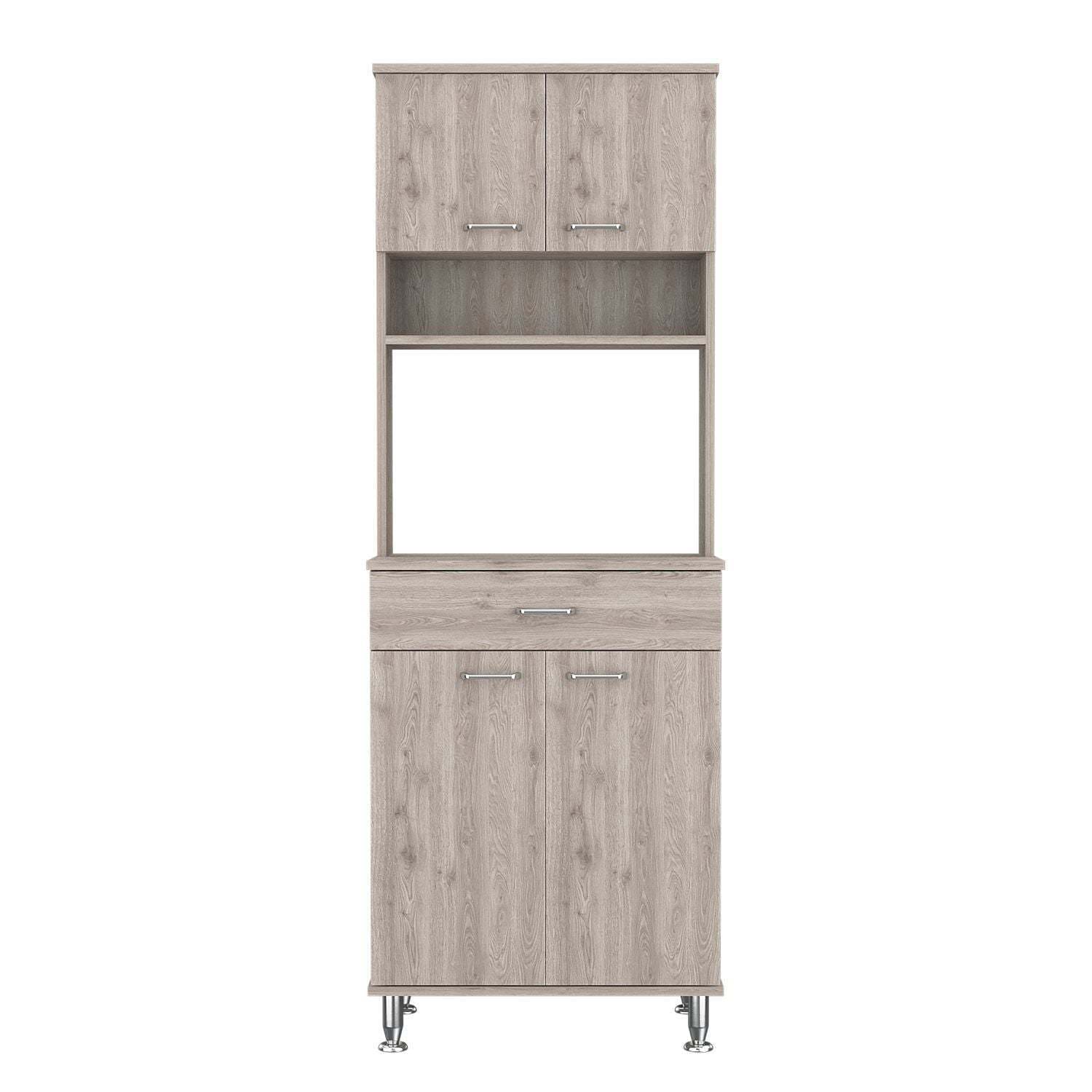 DEPOT E-SHOP Helis 60 Pantry Double Door Cabinet, One Drawer, Four Legs, Three Shelves , Light Gray