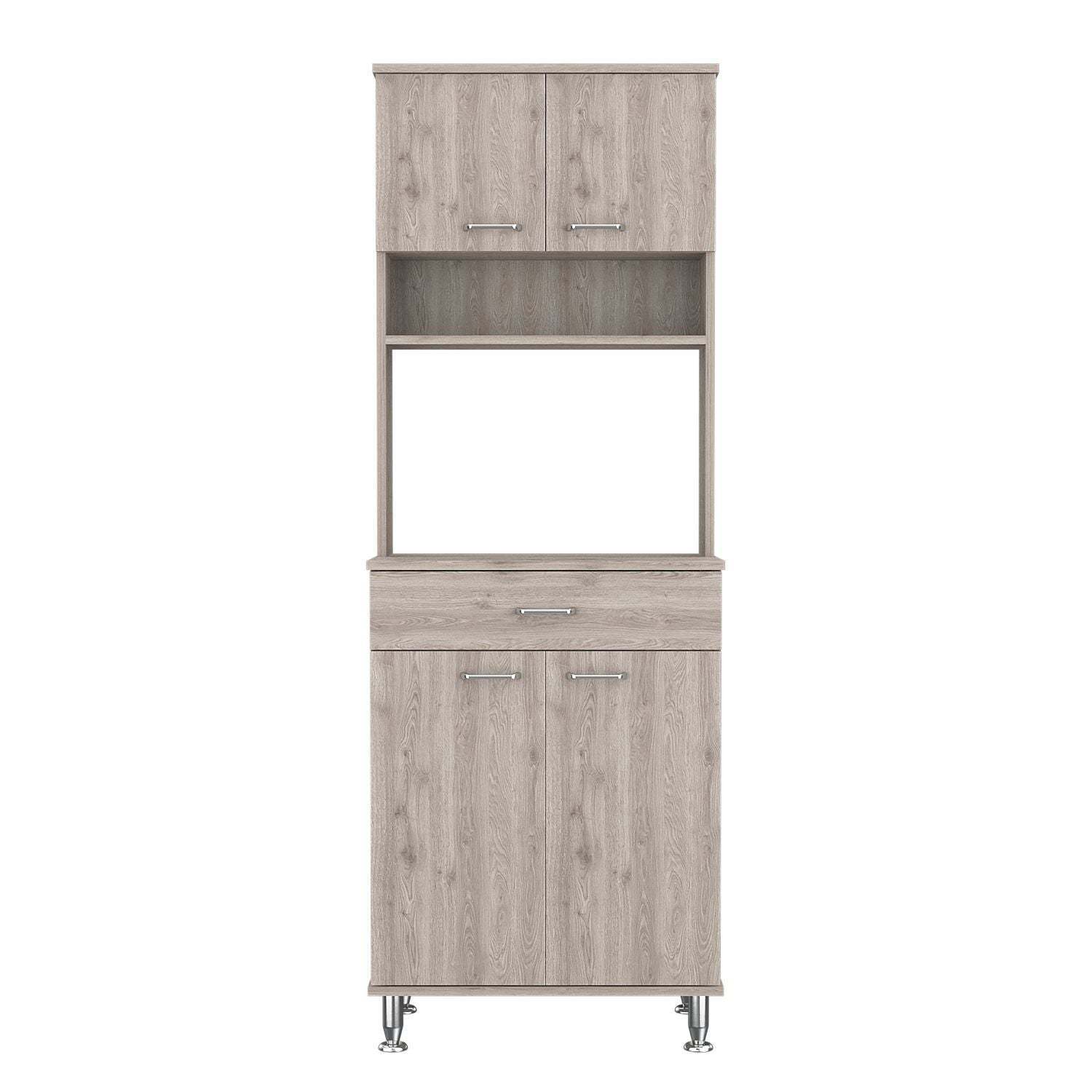 DEPOT E-SHOP Helis 60 Pantry Double Door Cabinet, One Drawer, Four Legs, Three Shelves , Light Gray