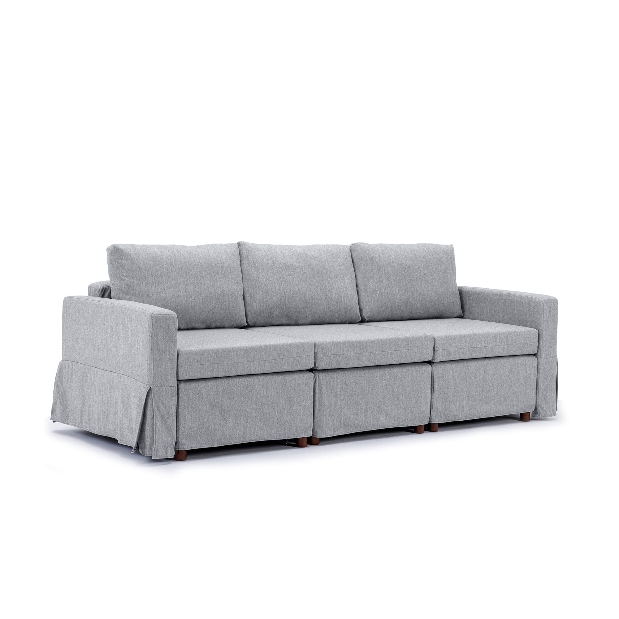 3 Seat Module Sectional Sofa Couch With 2 Ottoman,Seat Cushion and Back Cushion Removable and Washable,Light Grey