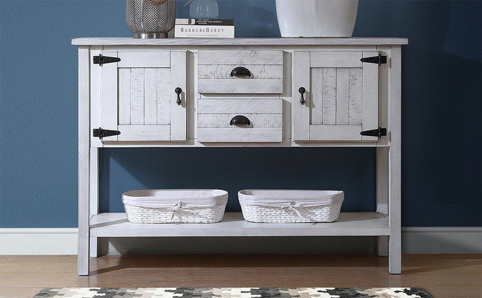 Wood Sideboard Console Table (Antique White)