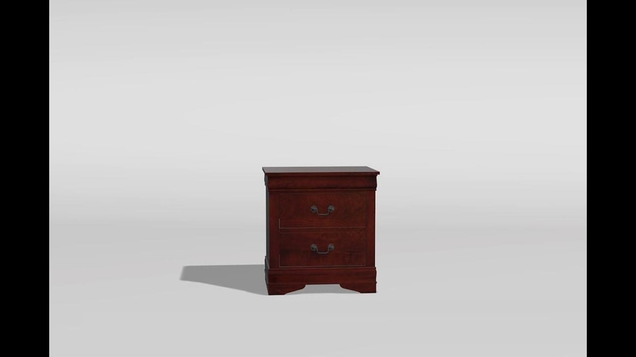 1pc Nightstand Cherry Finish Louis Philippe Solid wood English Dovetail Construction Antique Nickle Hanging Pulls