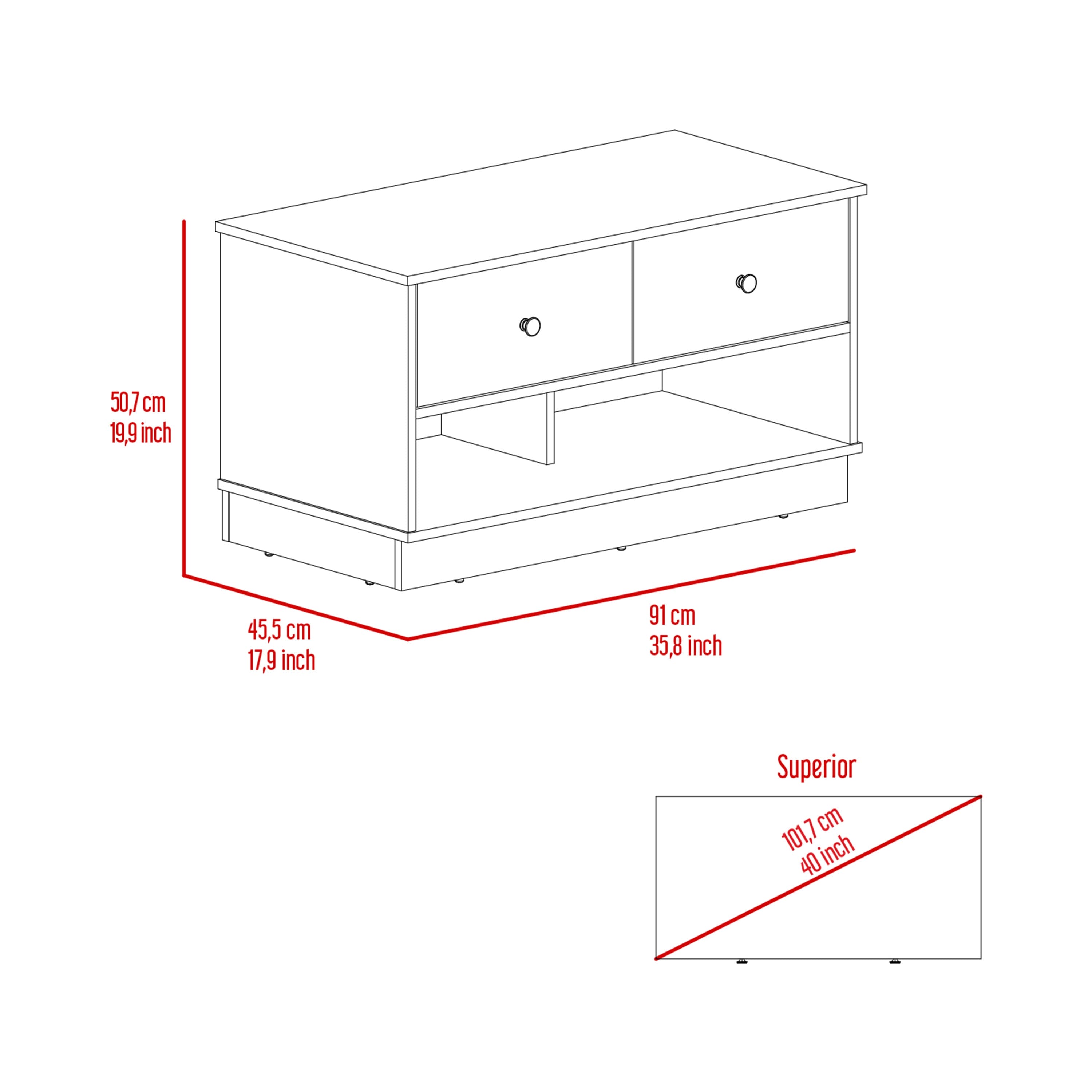 Storage Bench Beji, Lower Shelf, Two Drawers, Black Wengue Finish