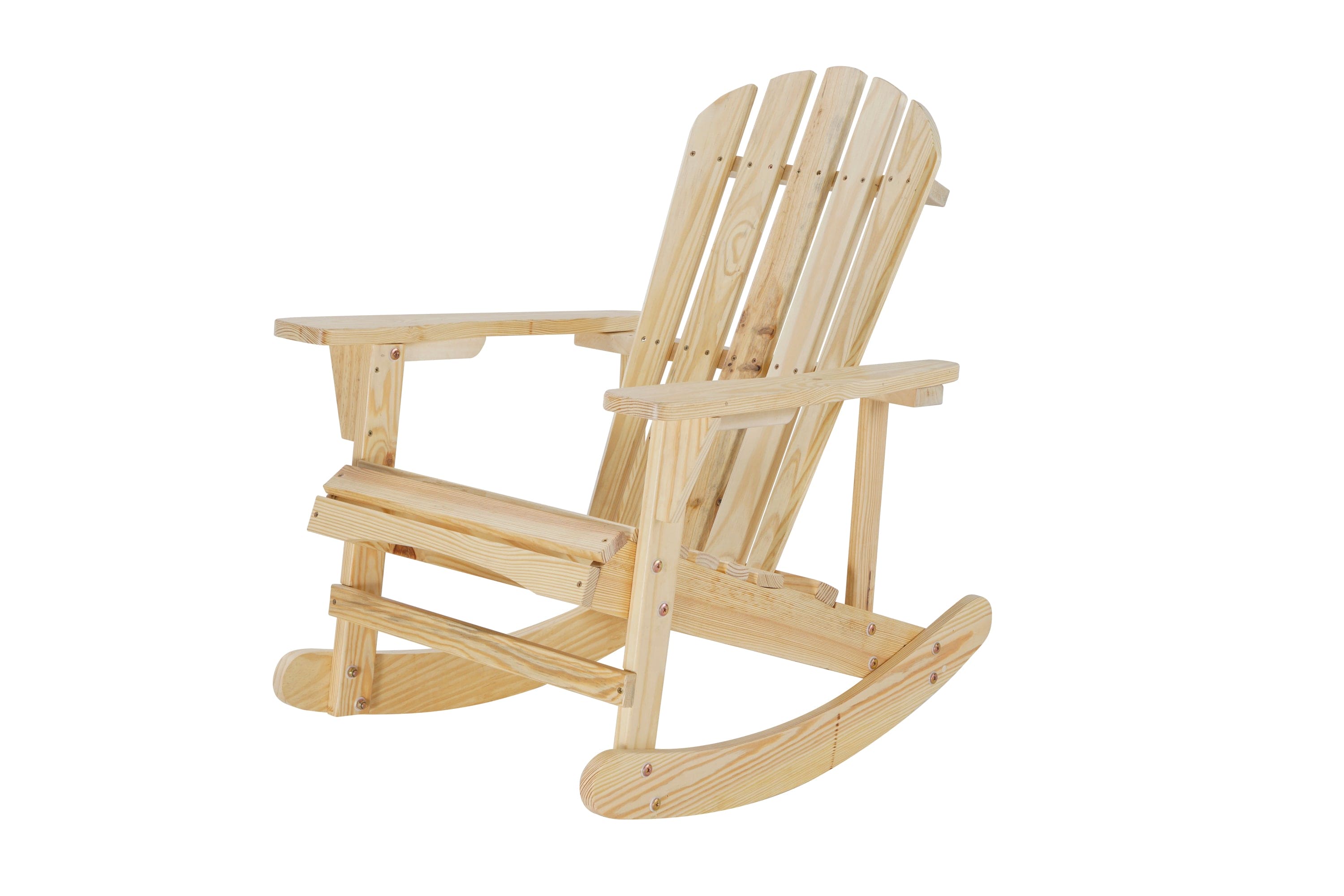 Adirondack Rocking Chair Solid Wood Chairs Finish Outdoor Furniture for Patio, Backyard, Garden - Natual