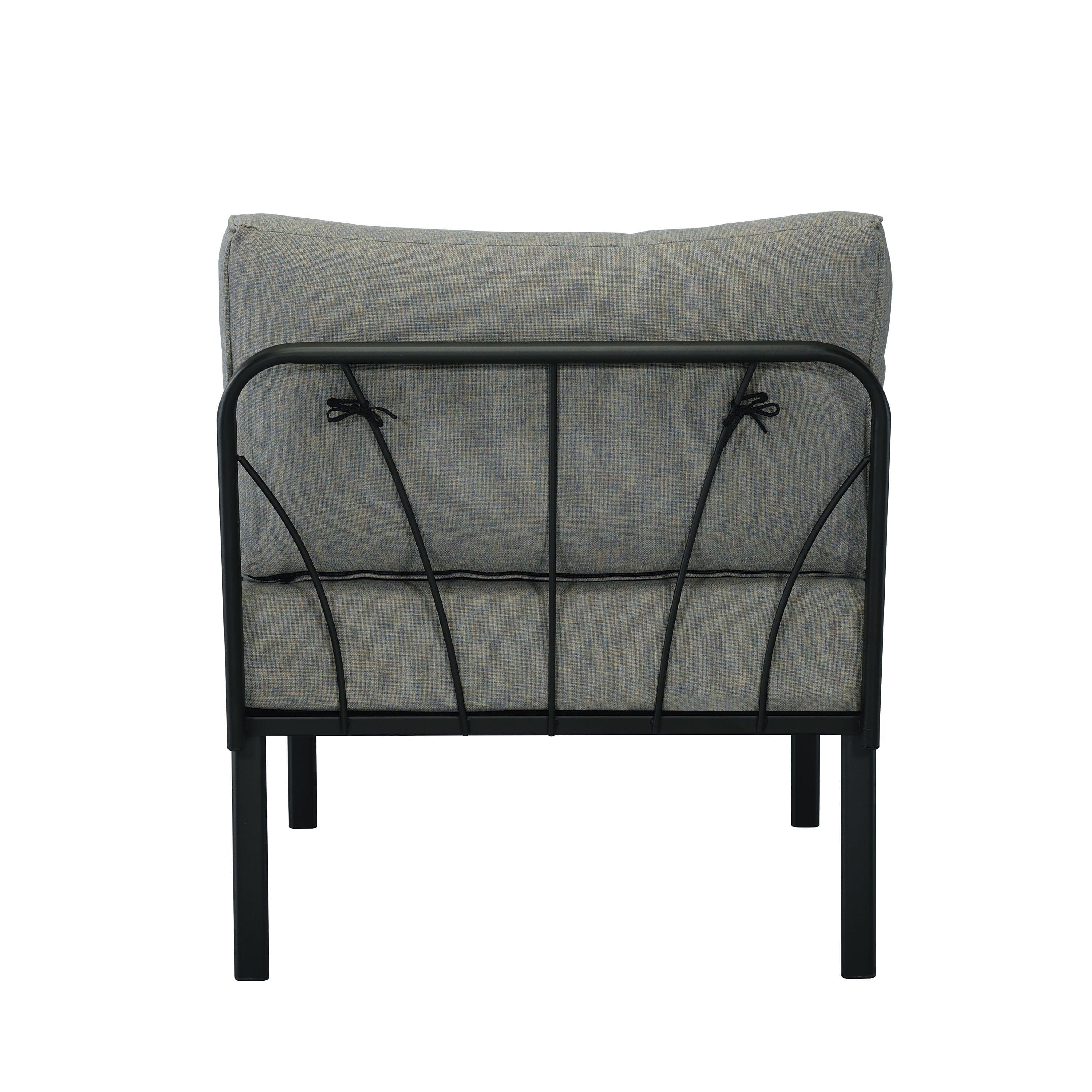 ACME Rajni Patio-Armless Chair, Gray Fabric & Black Finish OT01762