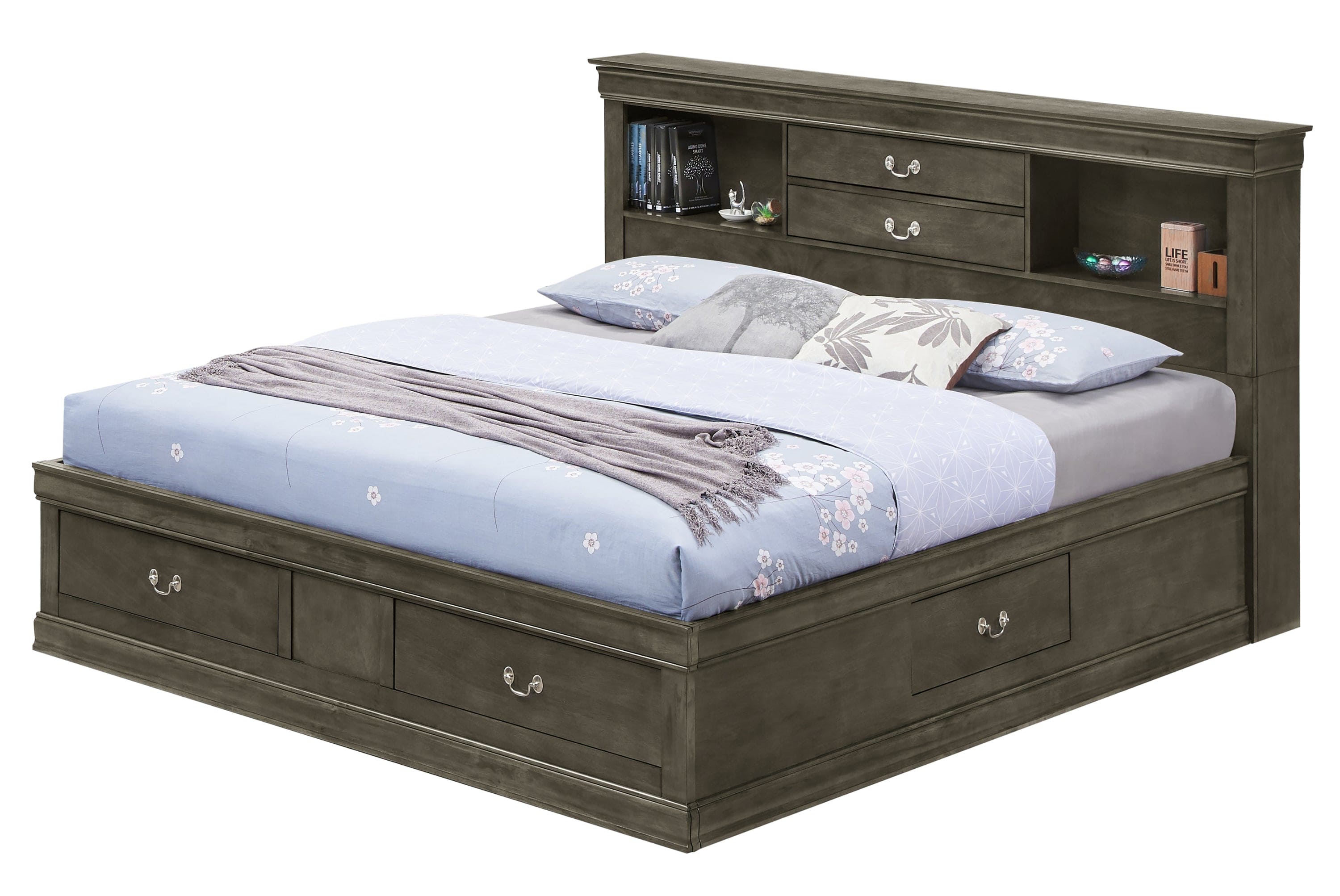 Glory Furniture Louis Phillipe G3105B-KSB King Storage Bed , Gray