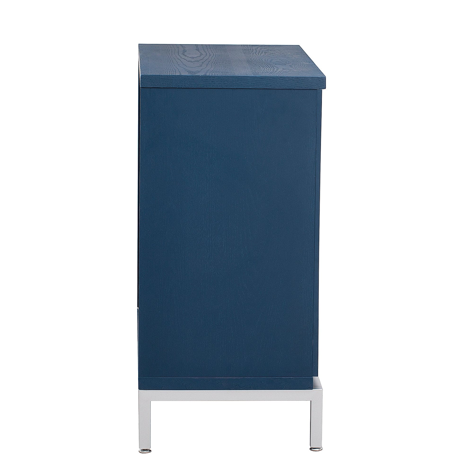 TREXM Simple Storage Cabinet Accent Cabinet with Solid Wood Veneer and Metal Leg Frame for Living Room, Entryway, Dining Room (Navy)