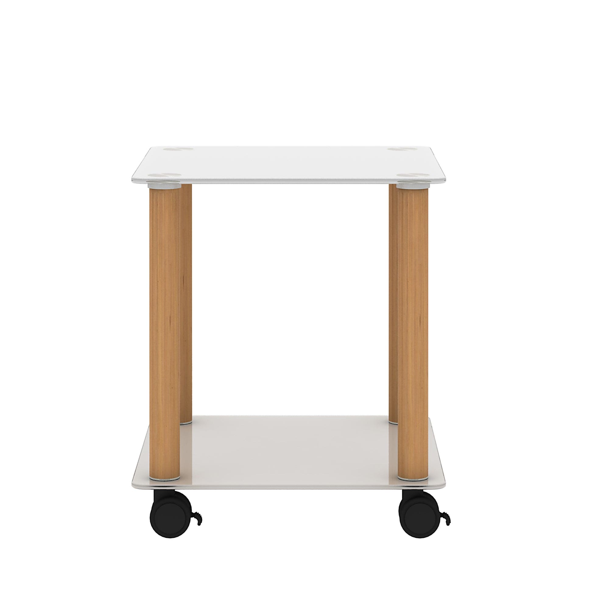 2-Piece White+Oak Side Table , 2-Tier Space End Table ,Modern Night Stand, Sofa table, Side Table with Storage Shelve