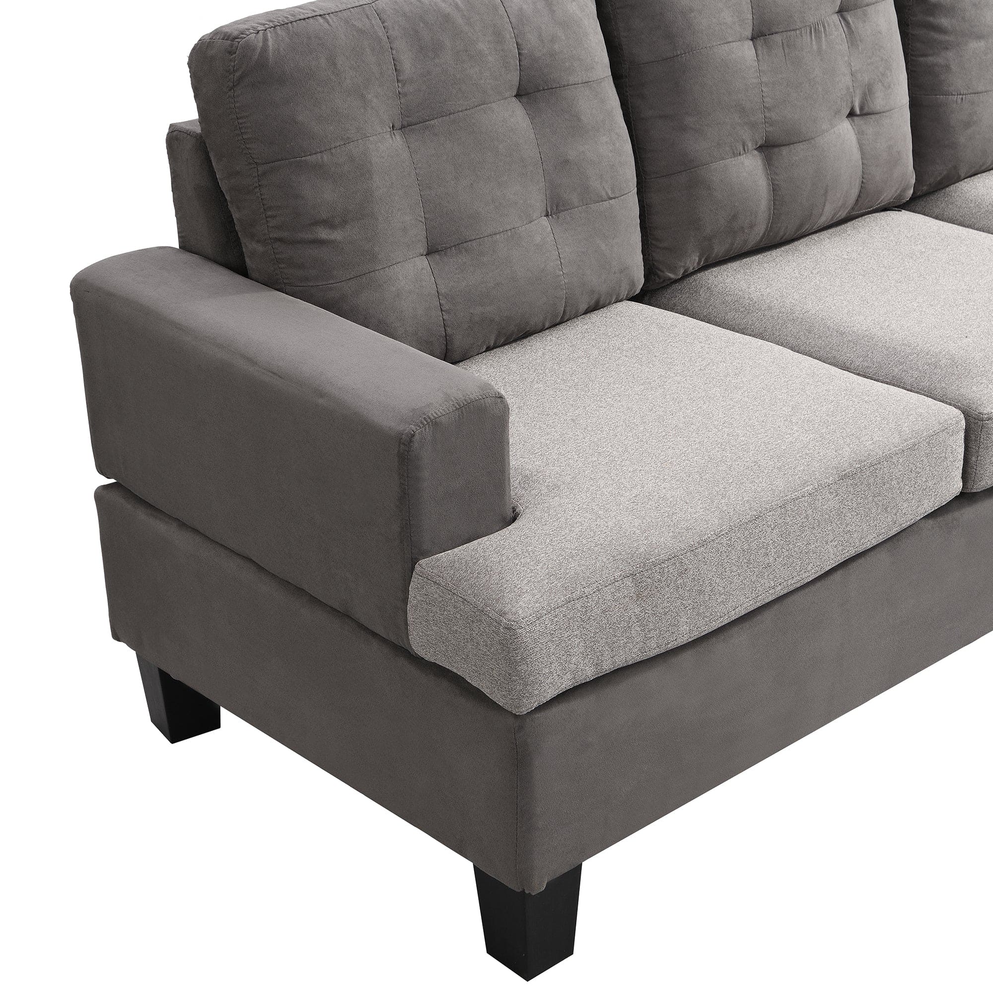 Sofa Set  for Living Room with Chaise Lounge and Storage Ottoman Living Room Furniture  Gray