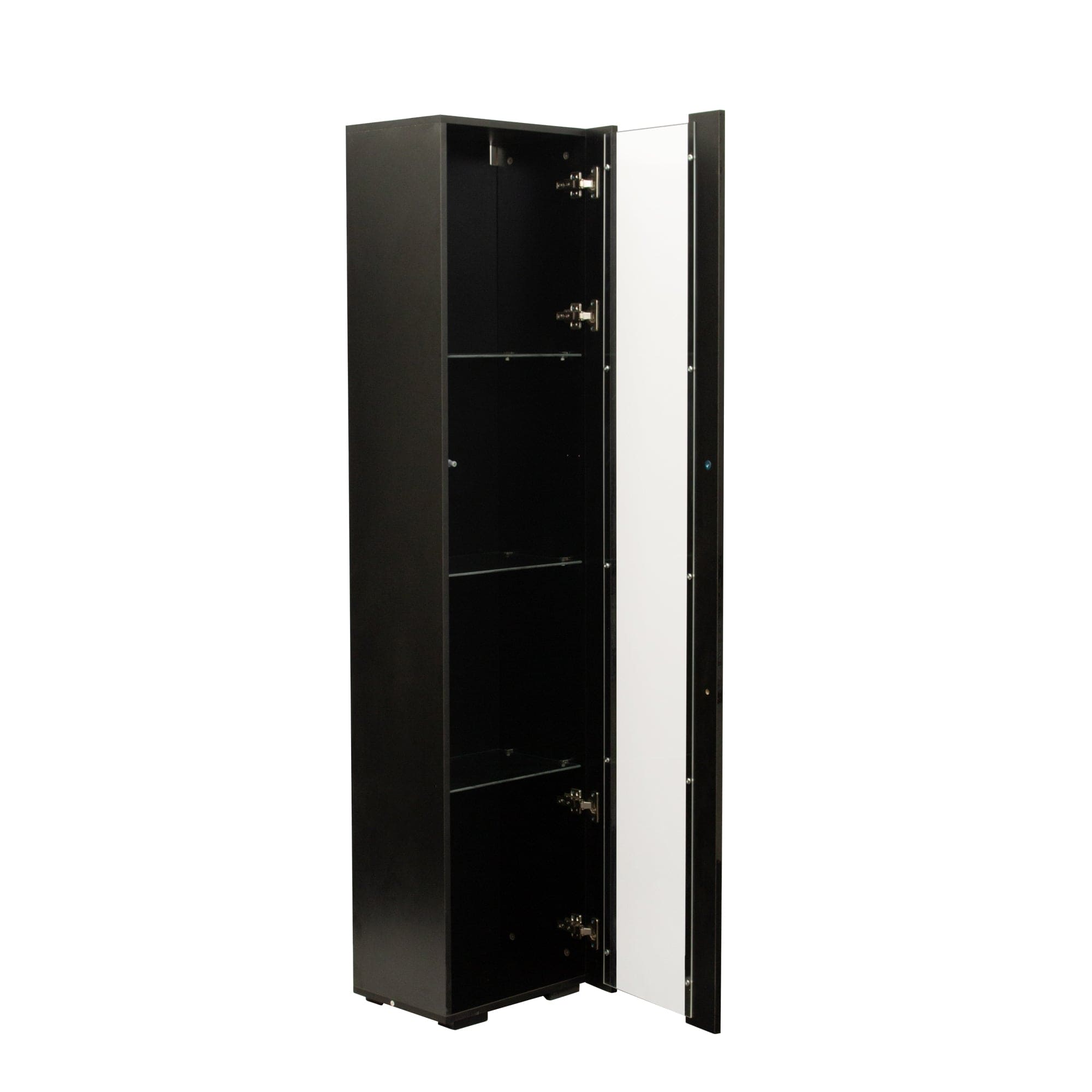 Black side cabinet with aluminum strip lamp,With large storage space