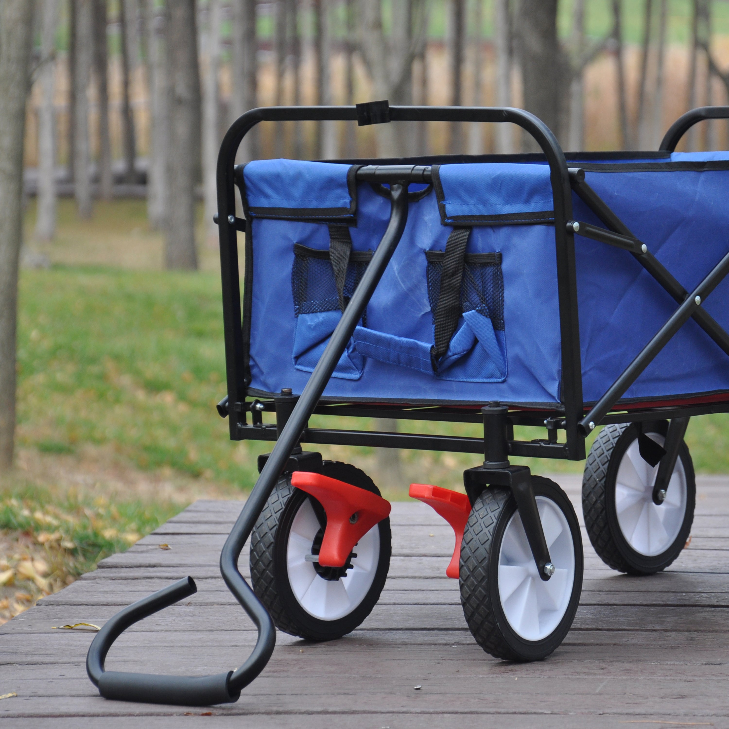 Folding Wagon Garden Shopping Beach Cart (blue)