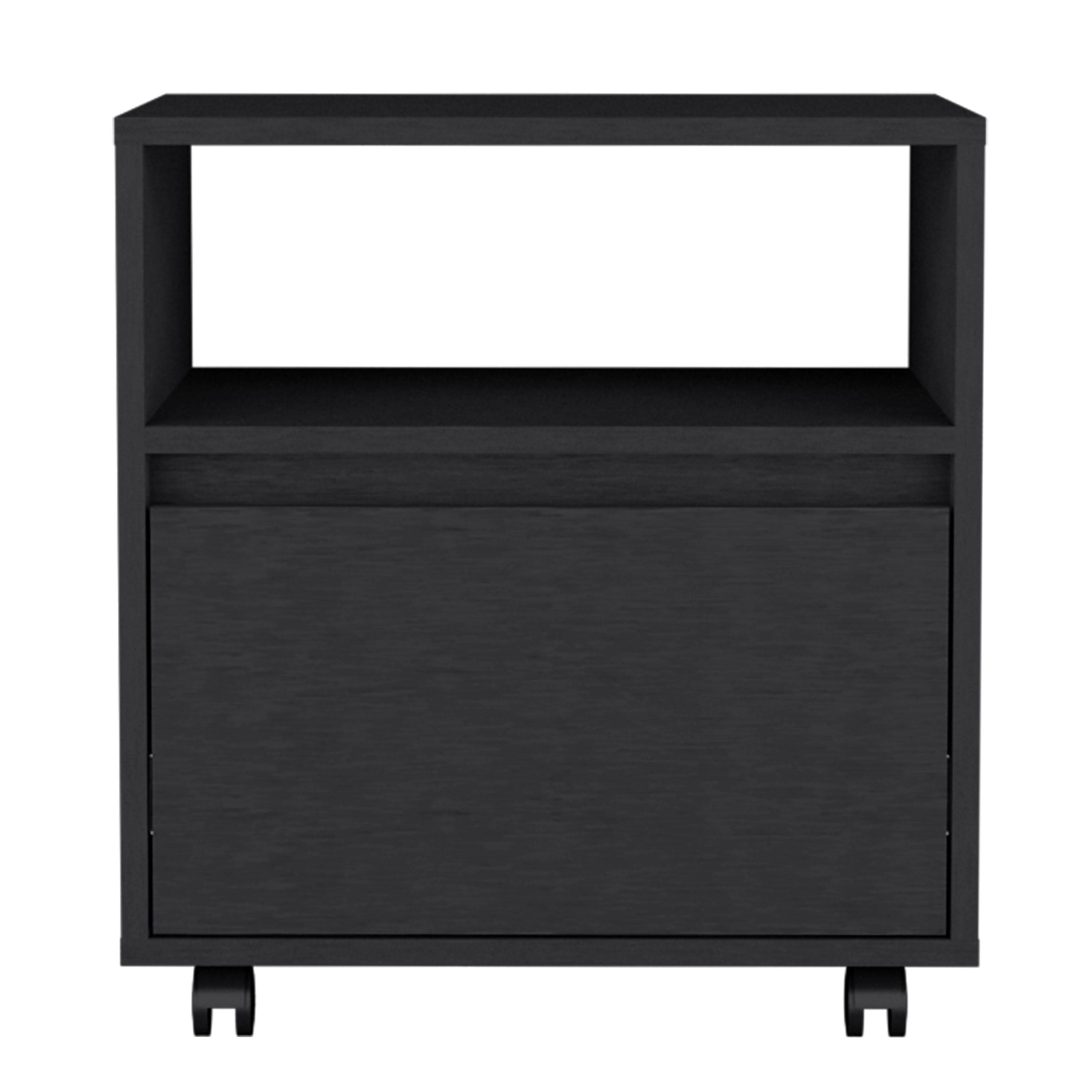 Austin Nightstand, Casters, Single Drawer-Black