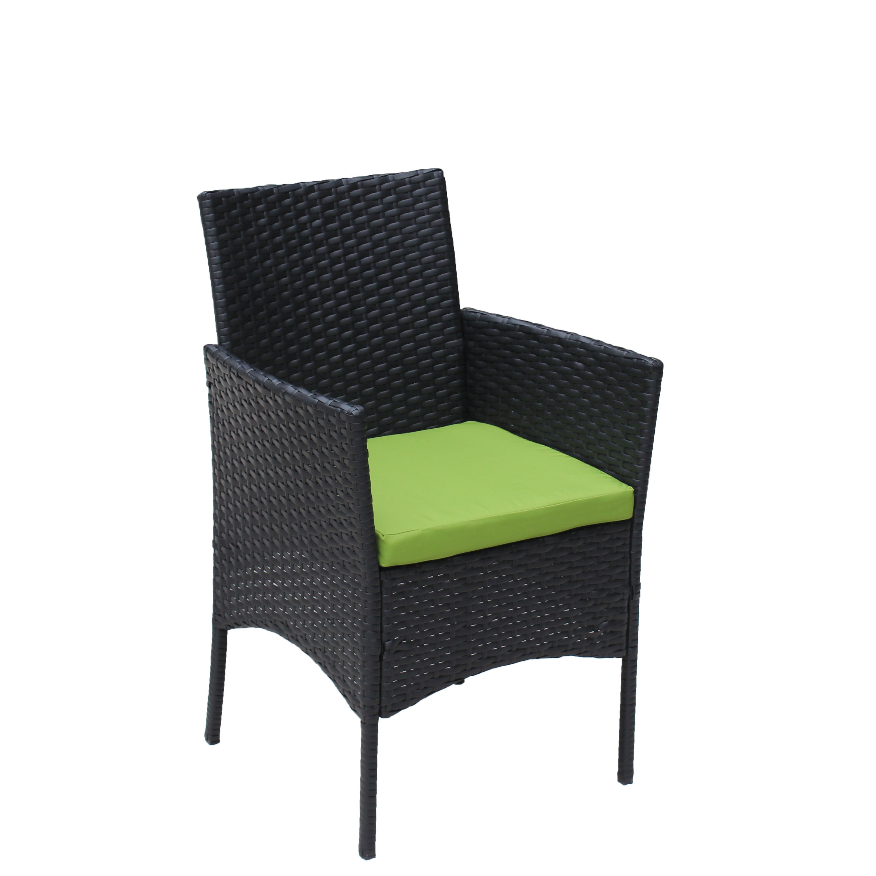 4 PC Rattan Patio Furniture Set Outdoor Patio Cushioned Seat Wicker Sofa (green Cushion)