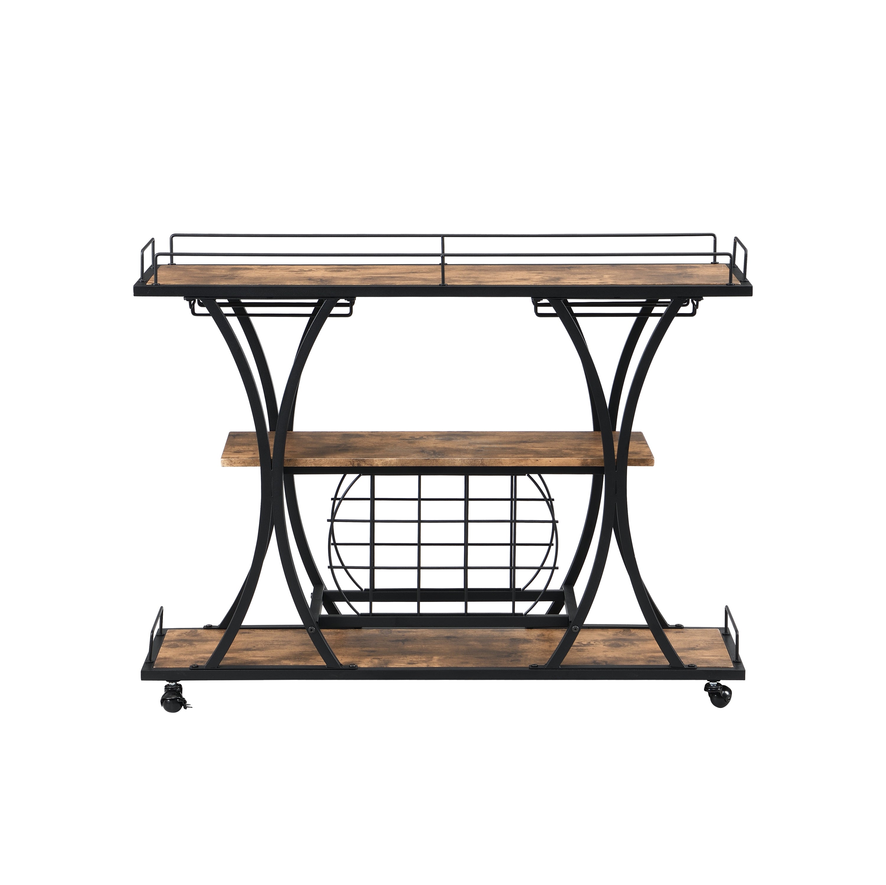 Industrial Bar Cart Kitchen Bar&Serving Cart for Home with Wheels 3 -Tier Storage Shelves