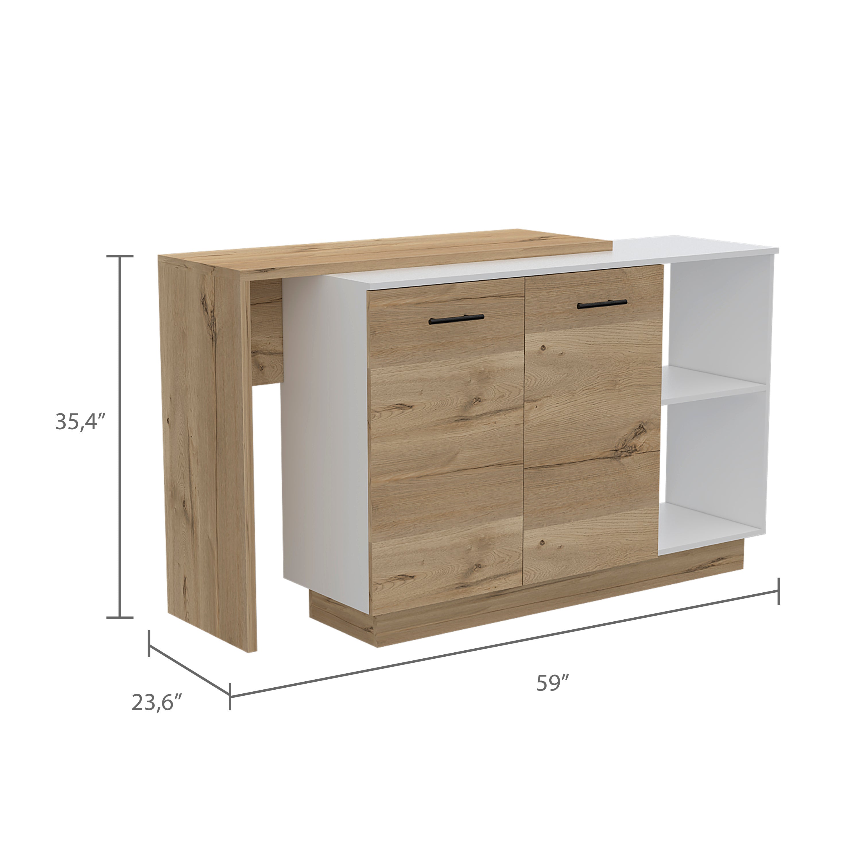 Chesterfield 2-Shelf 1-Drawer 3-Division Kitchen Island White