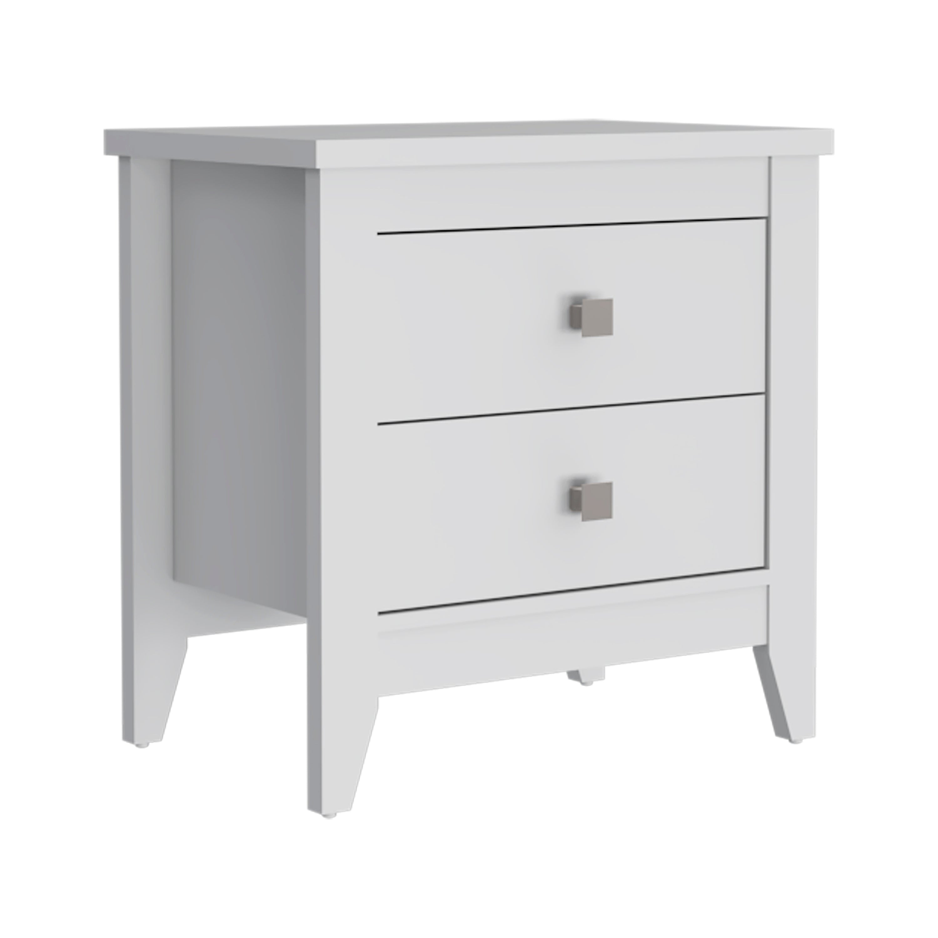 Nightstand More, Two Shelves, Four Legs, White Finish