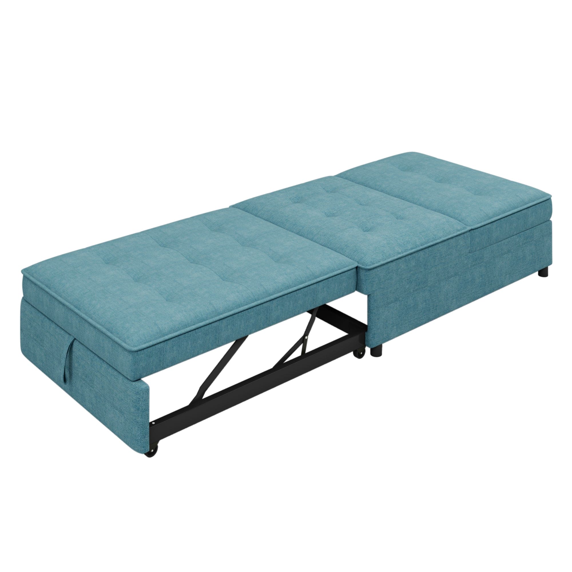 4-in-1 Sofa Bed, Chair Bed, Multi-Function Folding Ottoman Bed with Storage Pocket and USB Port for Small Room Apartment,Living Room,Bedroom,Hallway, Teal