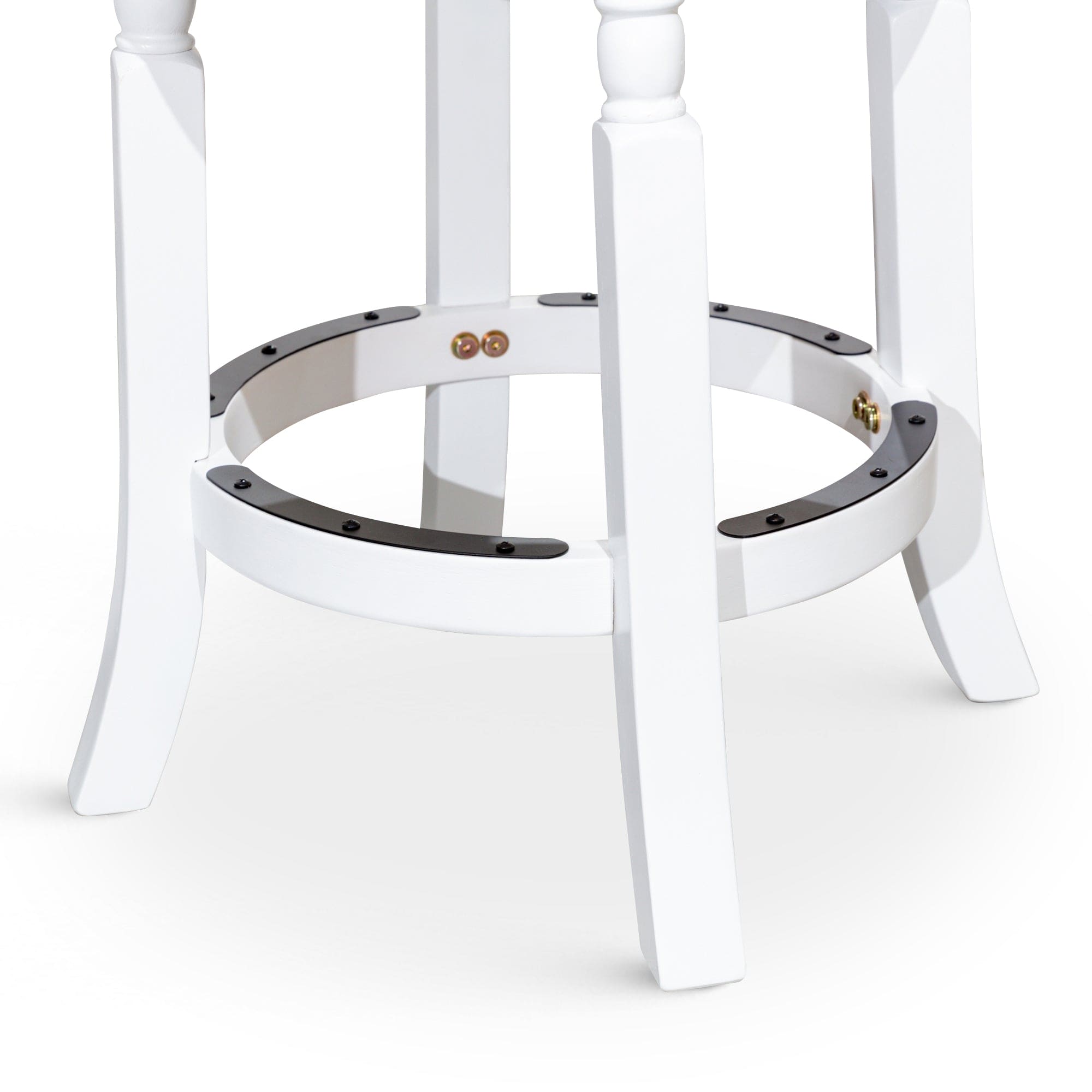 30" Bar Stool, White Finish, Black Leather Seat