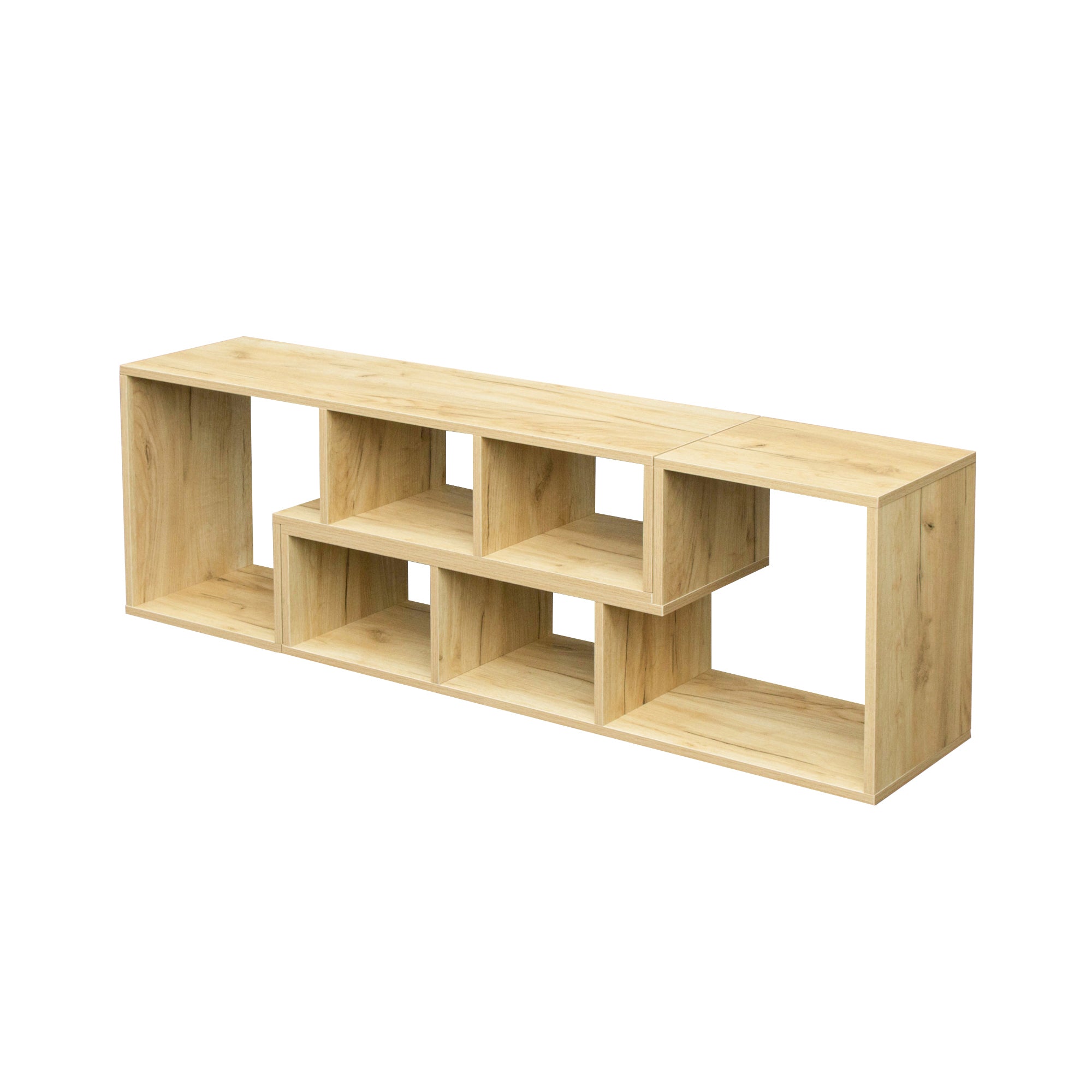 Double L-Shaped Oak TV Stand,Display Shelf ,Bookcase for Home Furniture,OAK