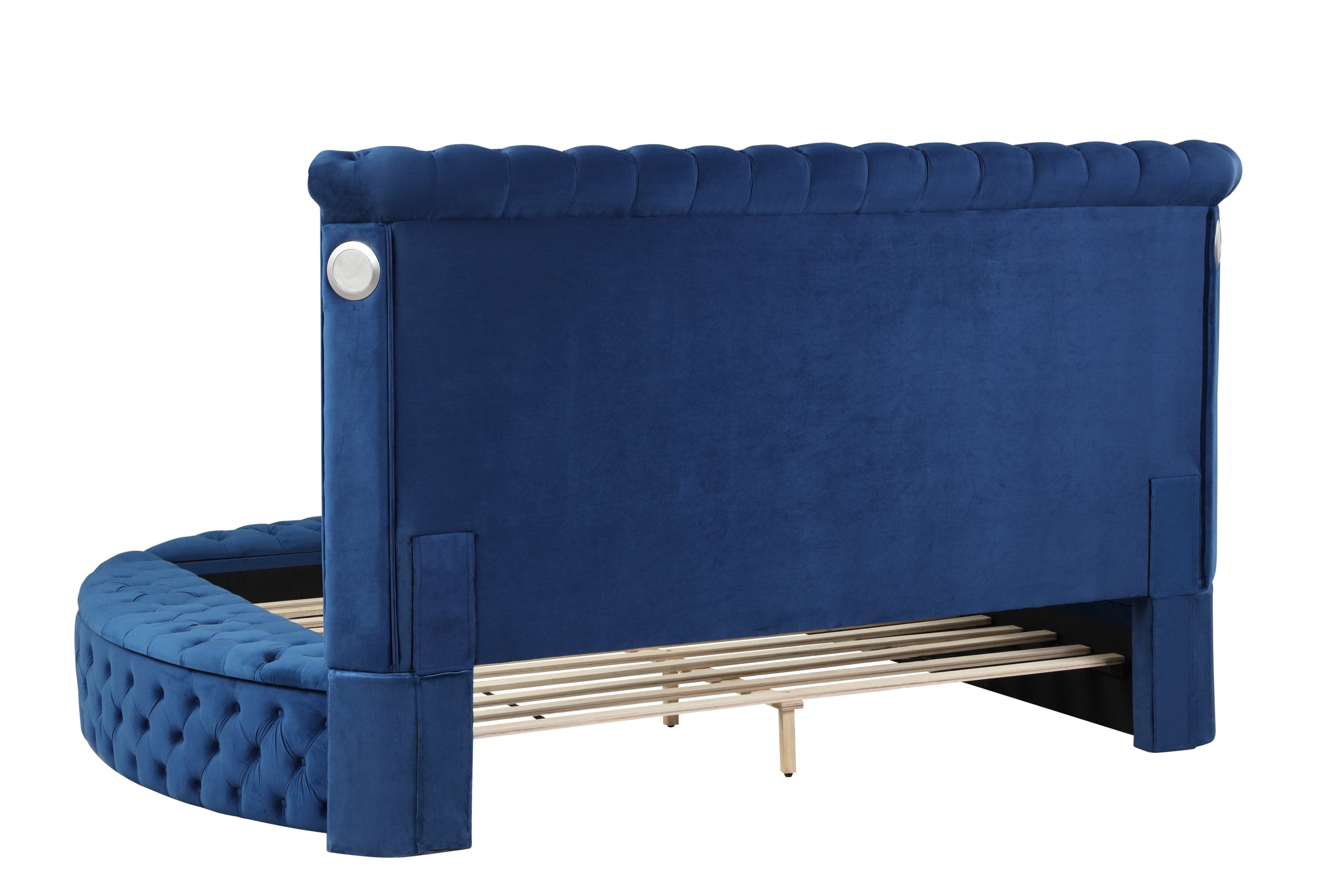 Hazel Queen Size Tufted Storage Bed made with Wood in Blue