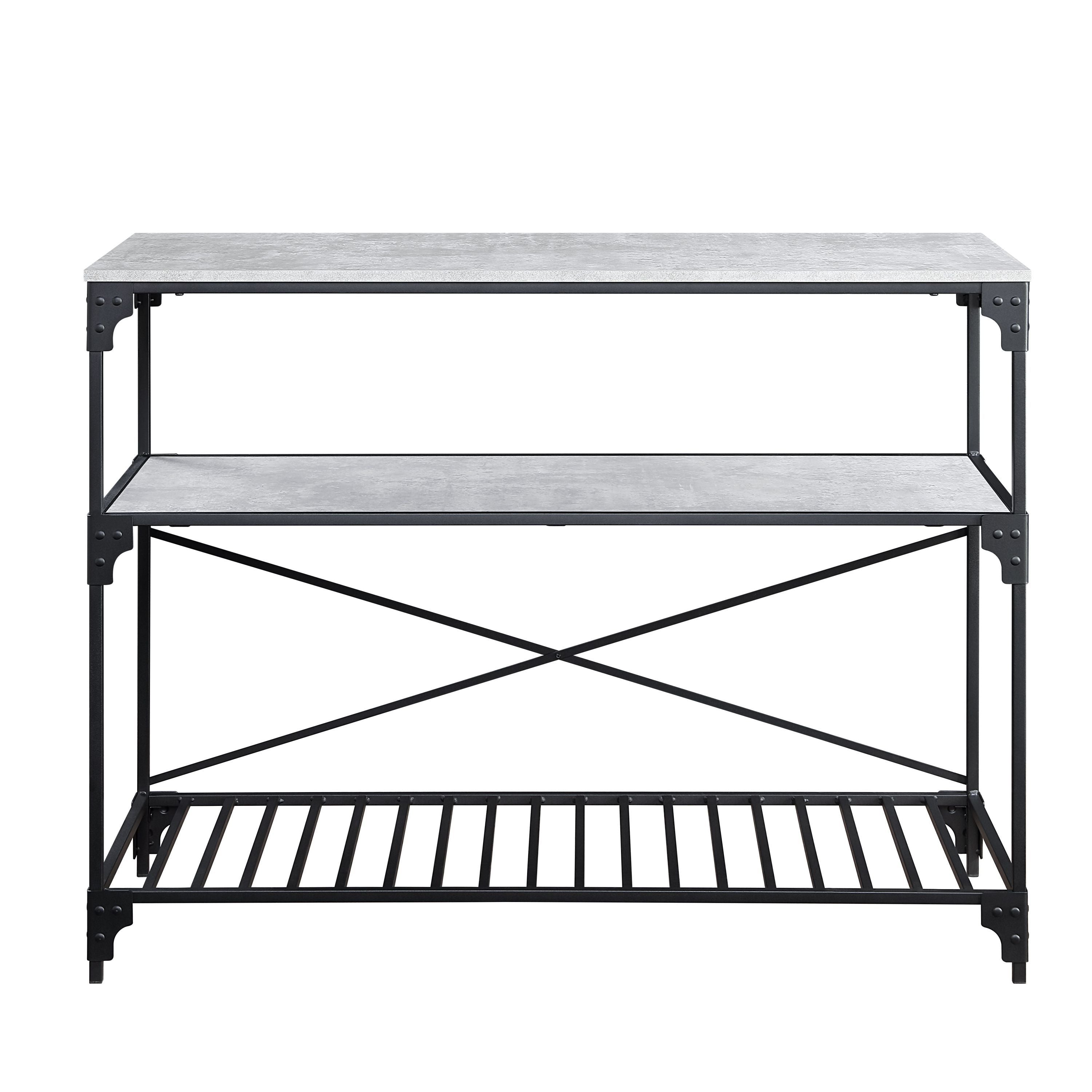 ACME Jakob Kitchen Island, Black & Concrete Finish AC00272