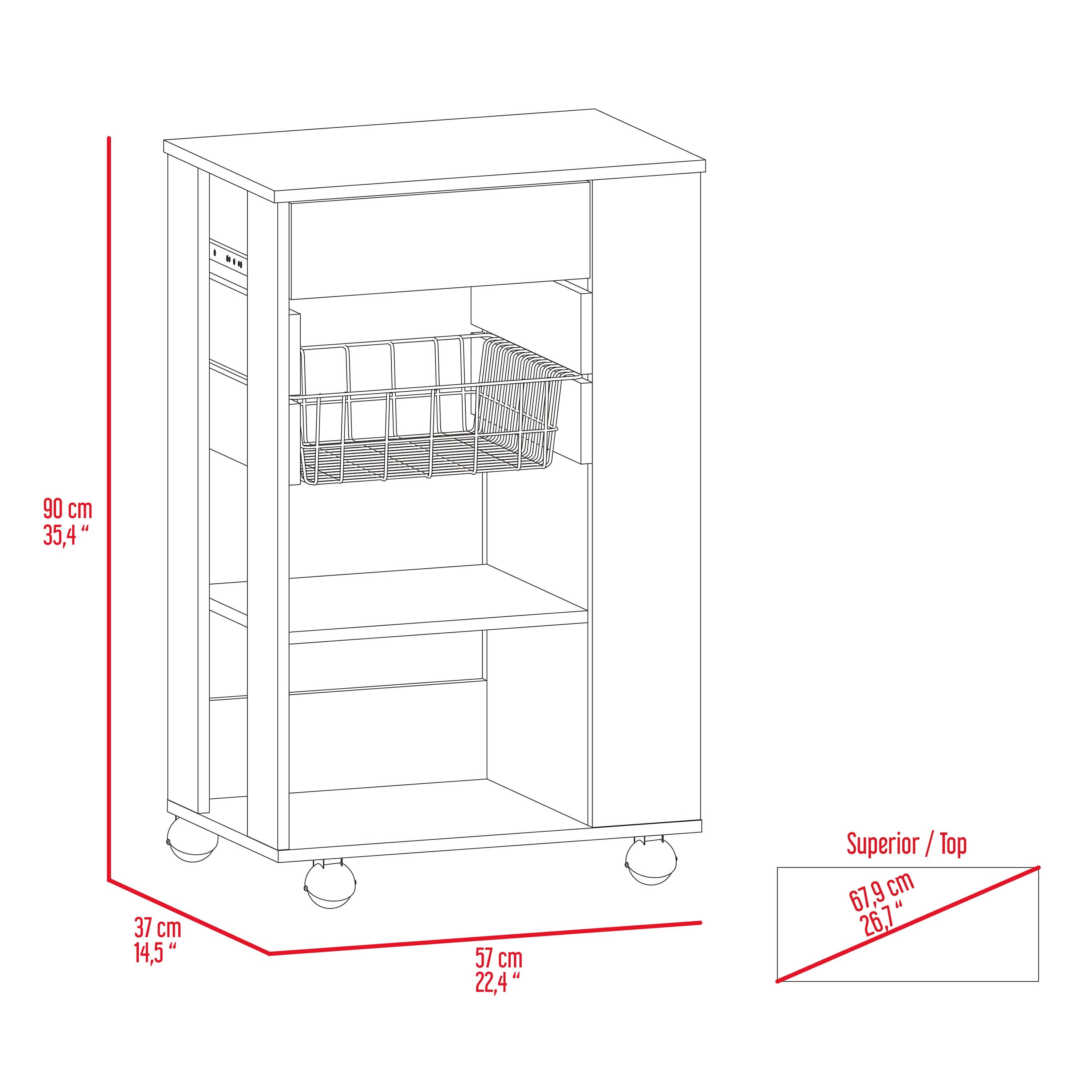 Prospect 5-Shelf 1-Drawer Kitchen Cart Black Wengue and Light Oak