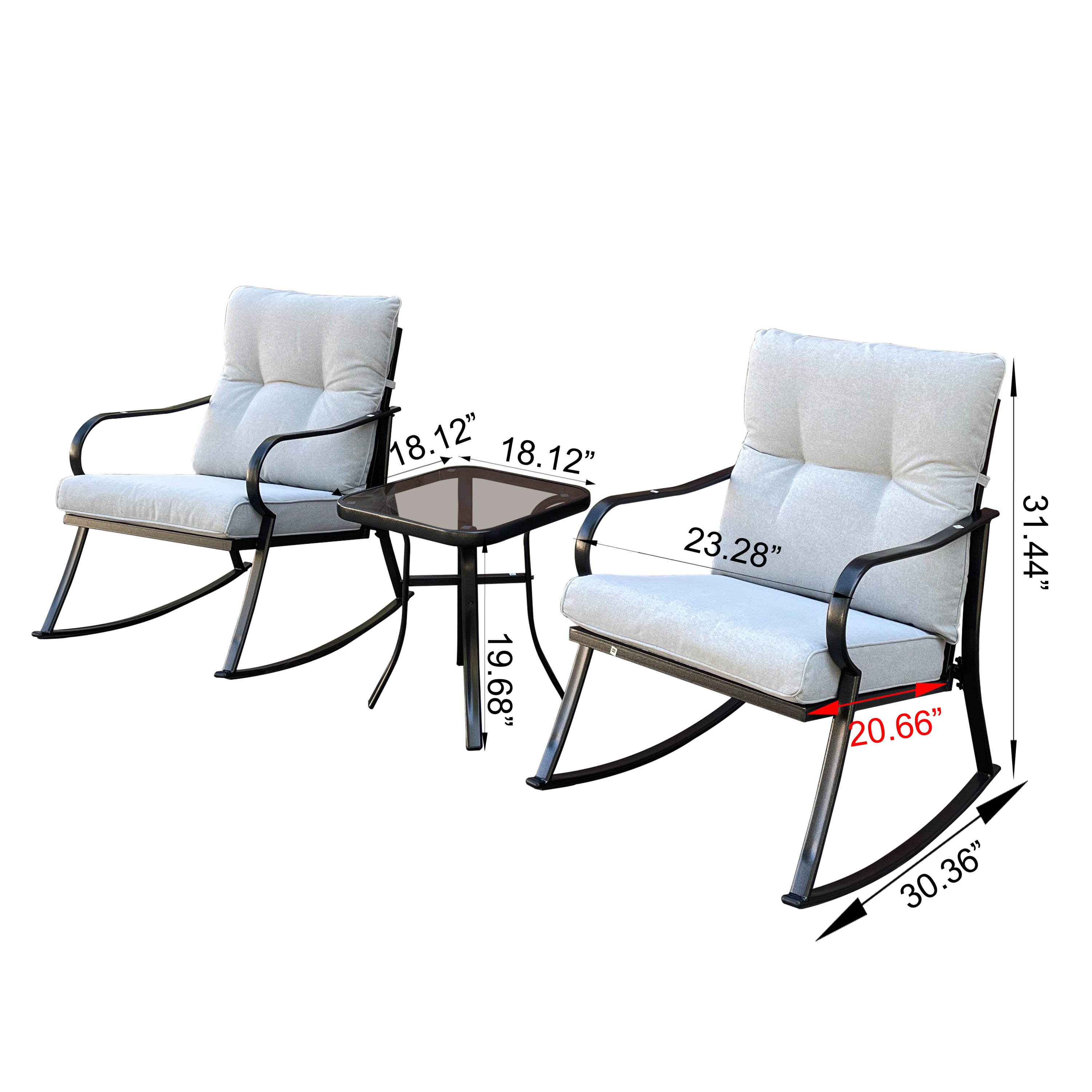 ROCKER SET CHAIR AND TEAPOY  OFF-WHITE