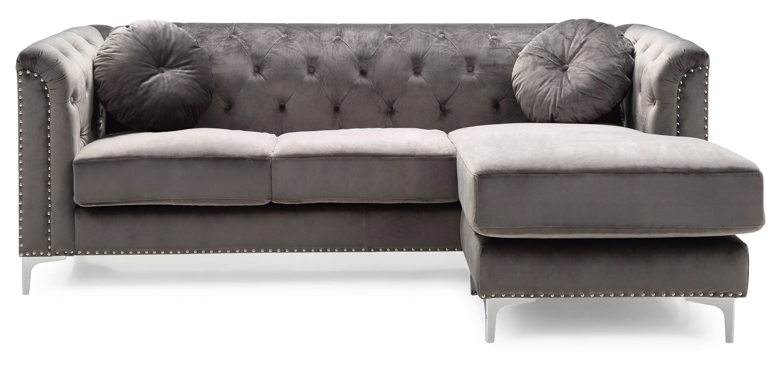 Glory Furniture Pompano G782B-SC Sofa Chaise ( 3 Boxes ) , DARK GRAY