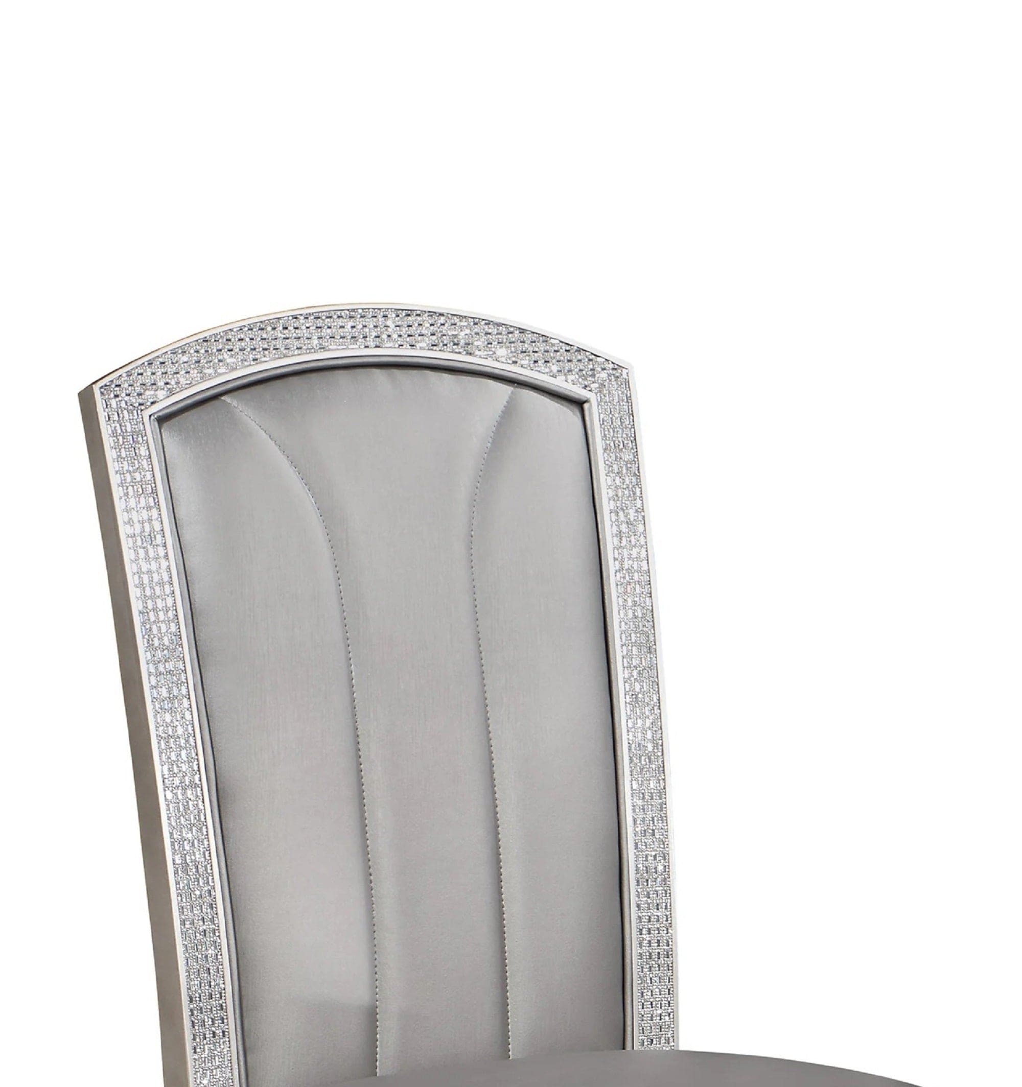 Luxury Formal Glam 2pc Set Dining Side Chair Silver Finish Sparkling Embellishments Surround