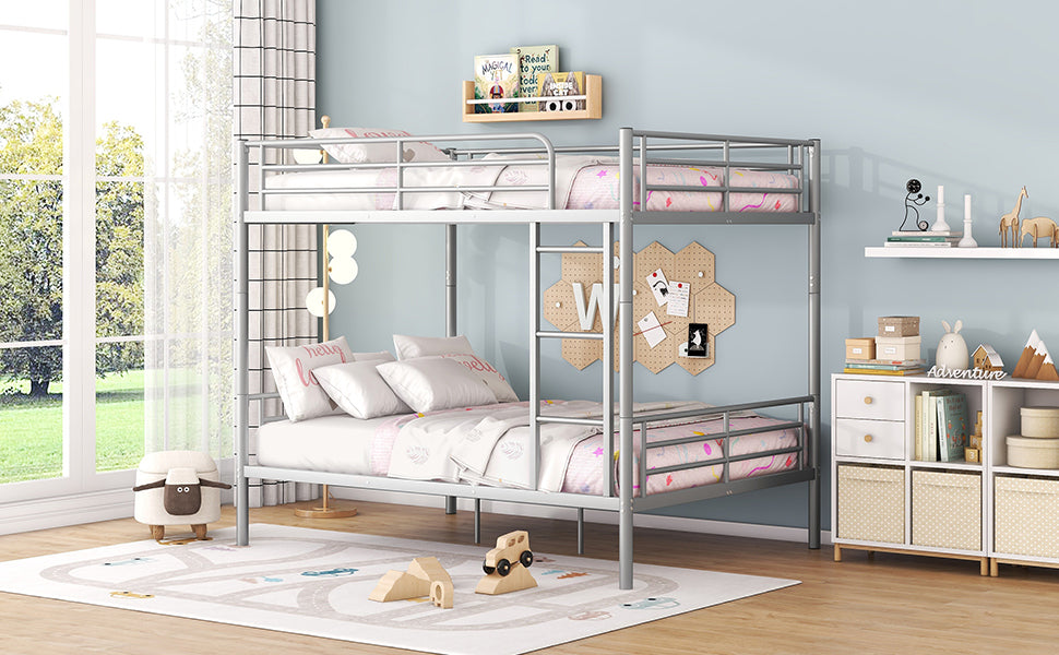 Full Over Full Metal Bunk Bed, Sliver