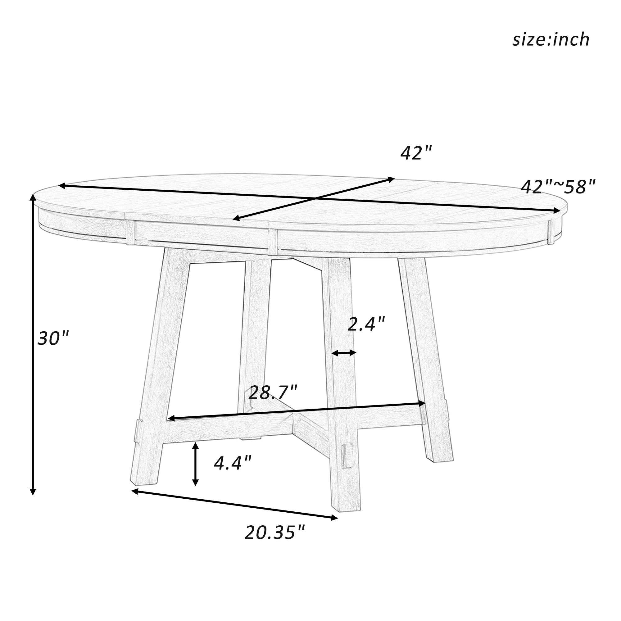 TREXM Farmhouse Round Extendable Dining Table with 16" Leaf Wood Kitchen Table (Oak Natural Wood + Antique White)