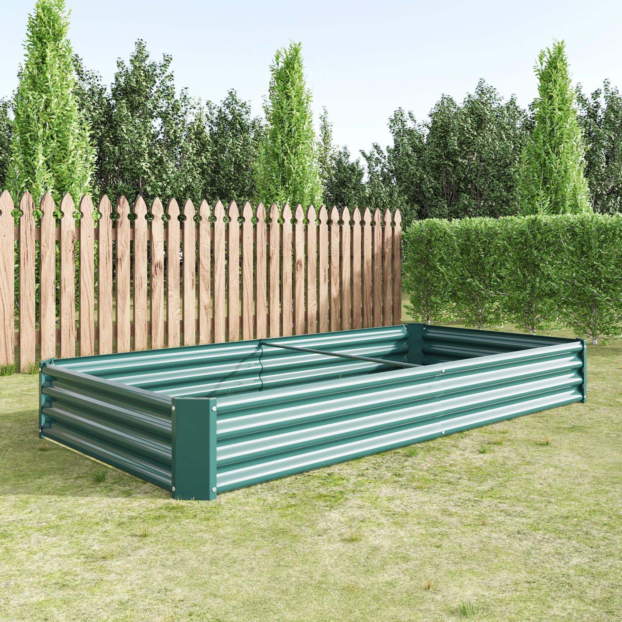 Raised Garden Bed Kit - Metal Raised Bed Garden 7.6x3.7x0.98ft for Flower Planters, Vegetables Herb Green