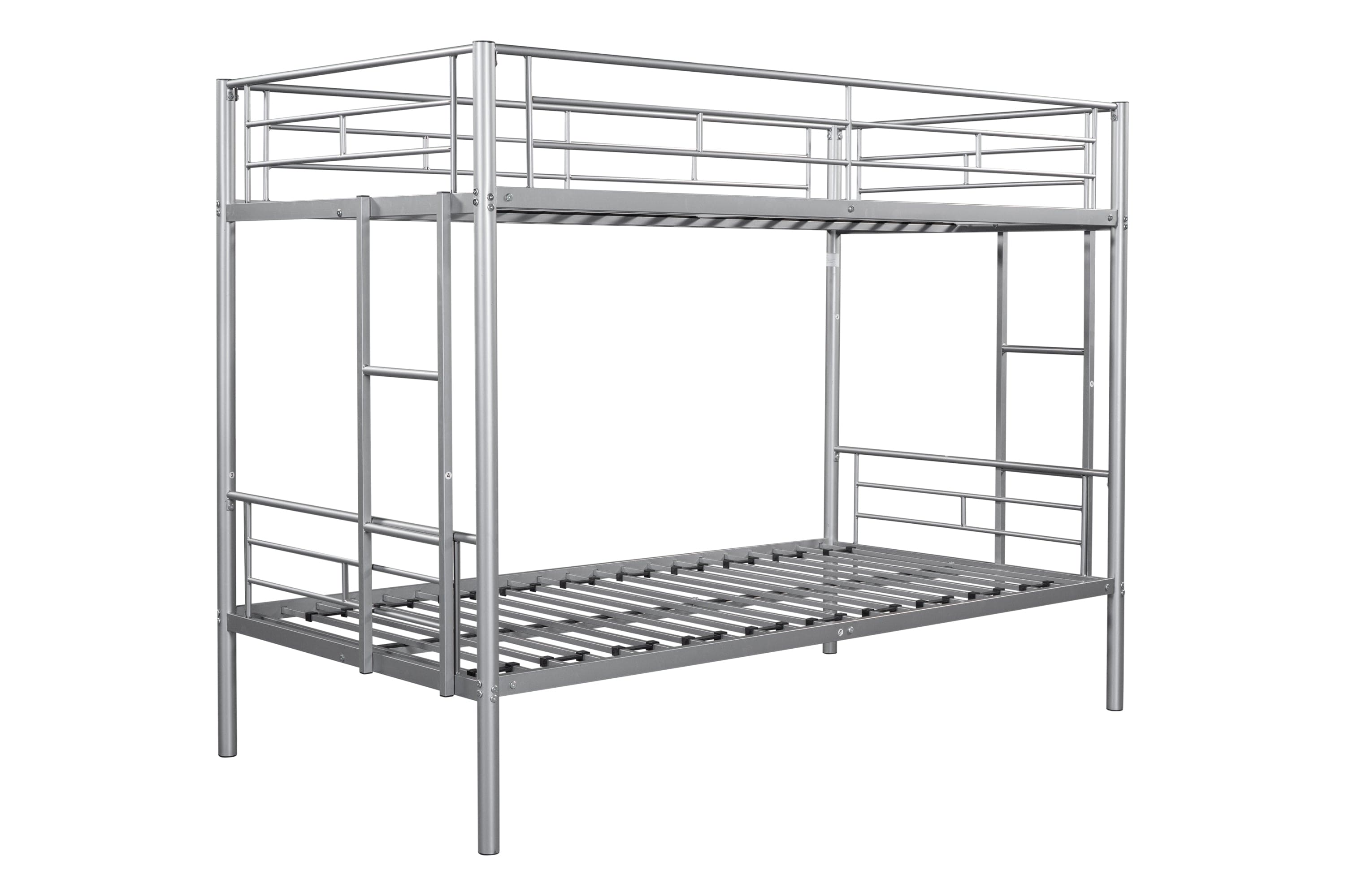 Metal Twin over Twin Bunk Bed/ Heavy-duty Sturdy Metal/ Noise Reduced Design/ Safety Guardrail/ 2 Side Ladders/ CPC Certified/ No Box Spring Needed